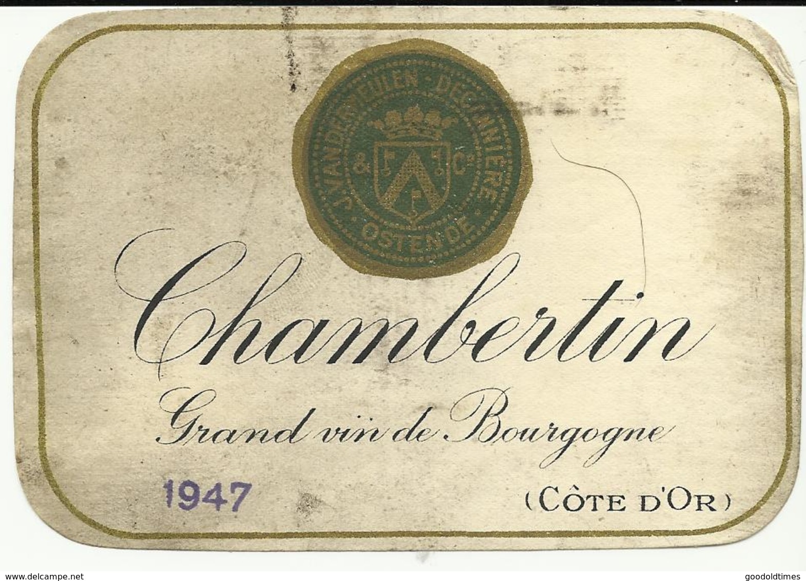 Chambertin Grand Vin De Bourgogne 1947 Cote D'Or  (1) - Bourgogne