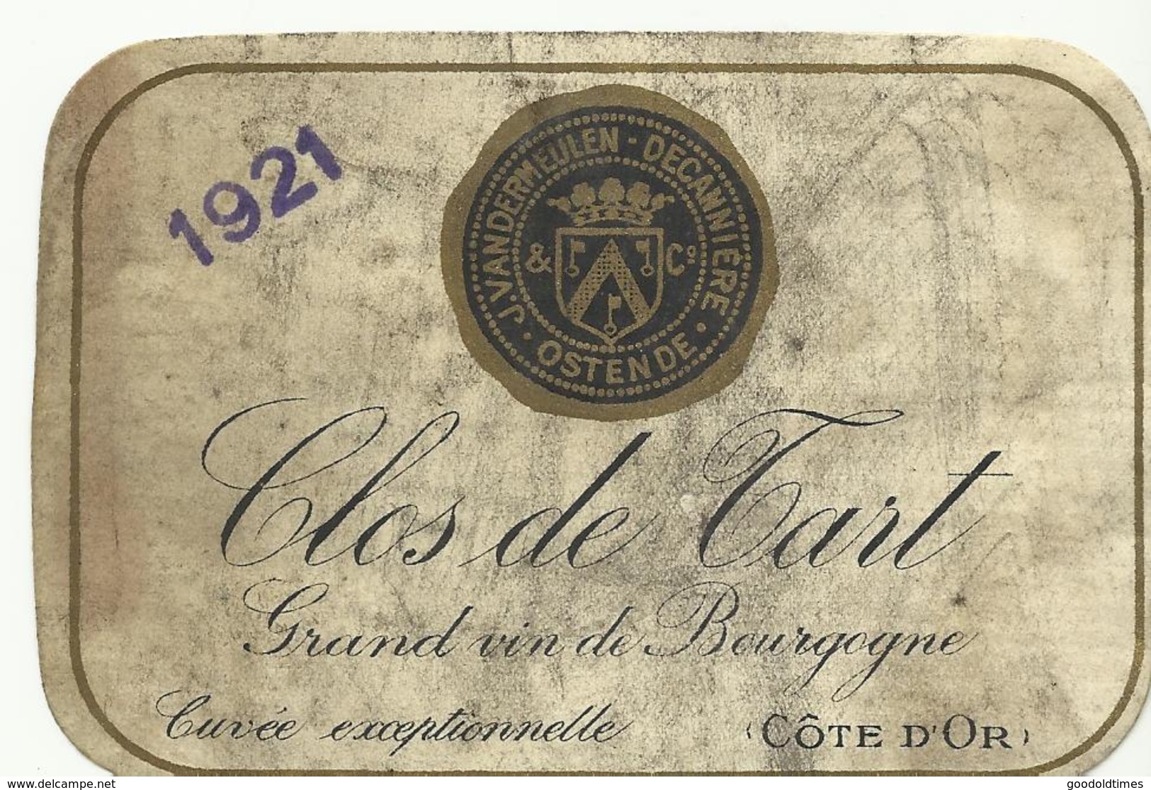 Clos De Tart Grand Vin De Bourgogne Cuvée Exceptionnelle 1921 Cote D'Or   (4) - Bourgogne