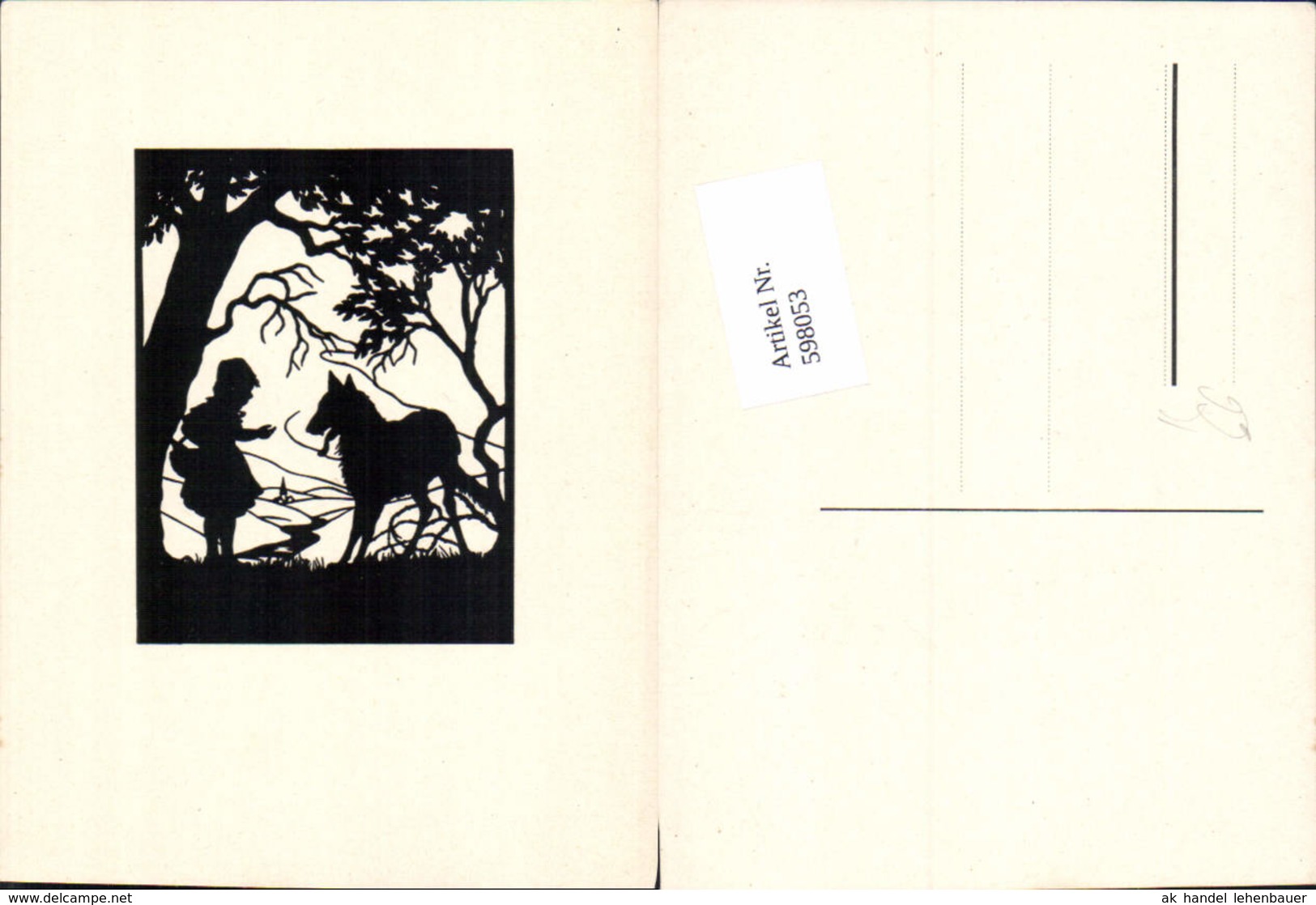 598053,Scherenschnitt Silhouette M&auml;rchen Der B&ouml;se Wolf Rotk&auml;ppchen - Fairy Tales, Popular Stories & Legends