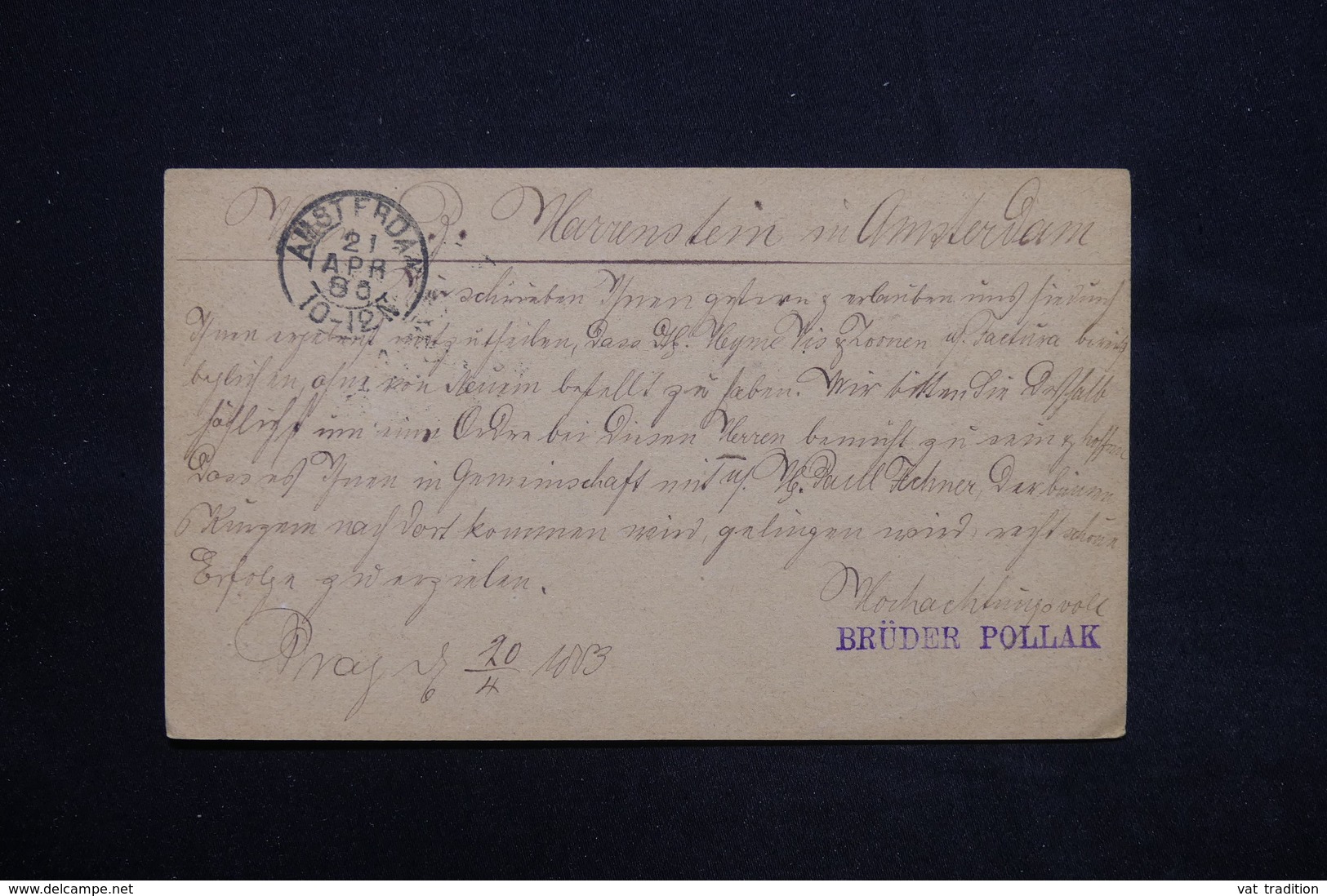 AUTRICHE - Entier Postal De Prag Pour Amsterdam En 1883 - L 25186 - Otros & Sin Clasificación