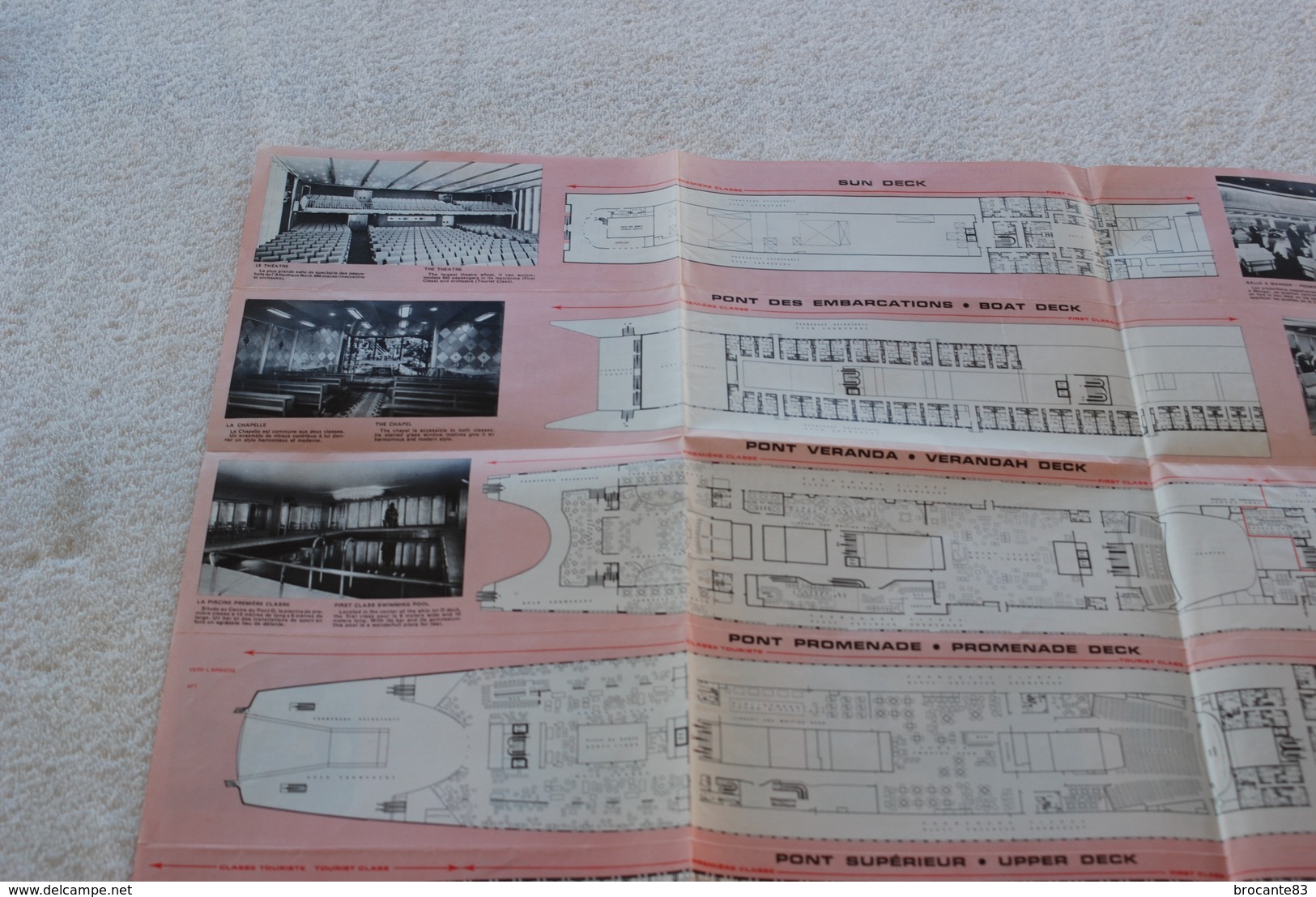 PLAN DU PAQUEBOT FRANCE LE HAVRE NEW YORK 1971 - Autres & Non Classés