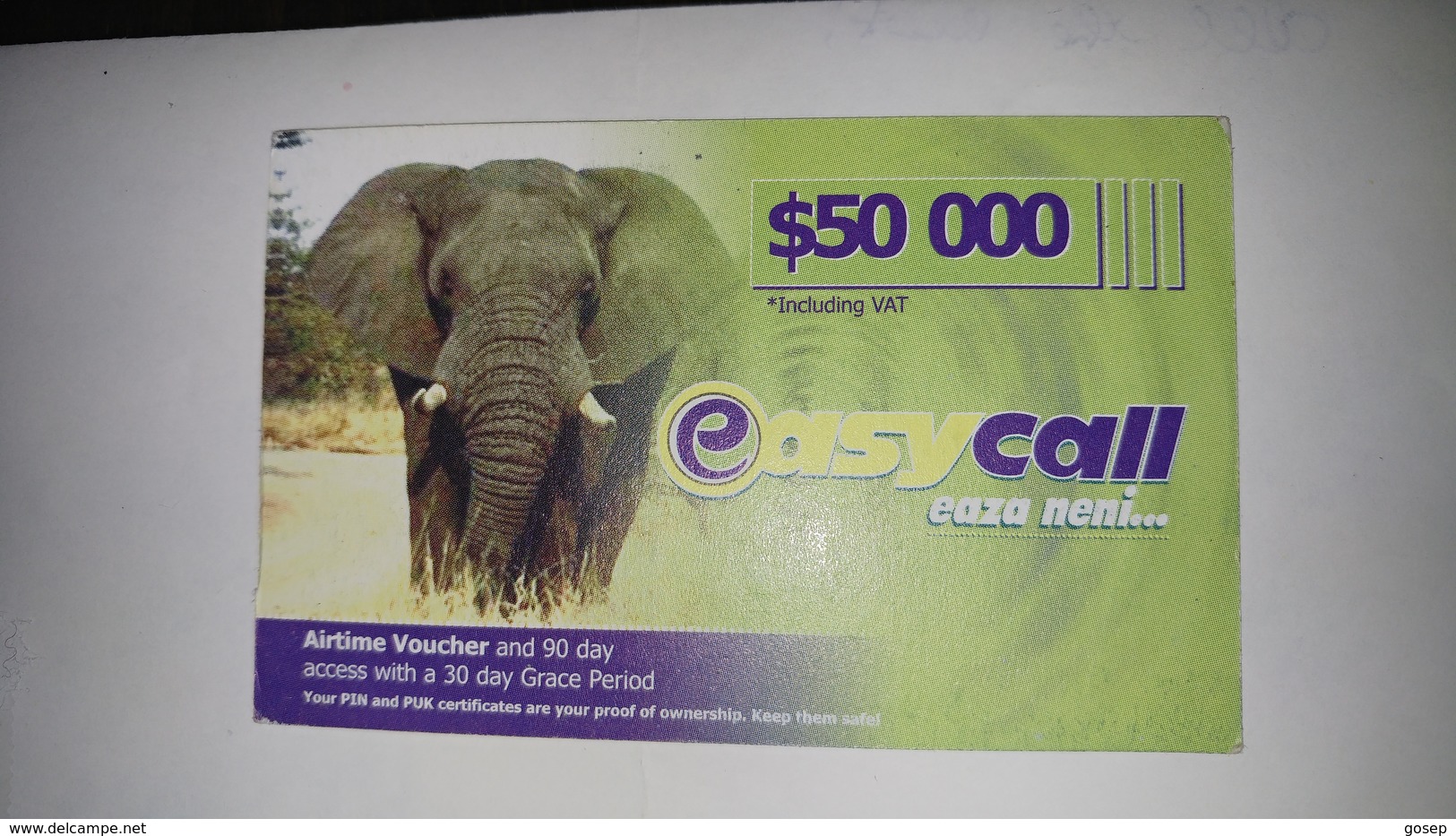 Zimbabwe-easy Call Eaza Neni-($50.000)-(0964880379937833)-used Card+1card Prepiad Free - Simbabwe