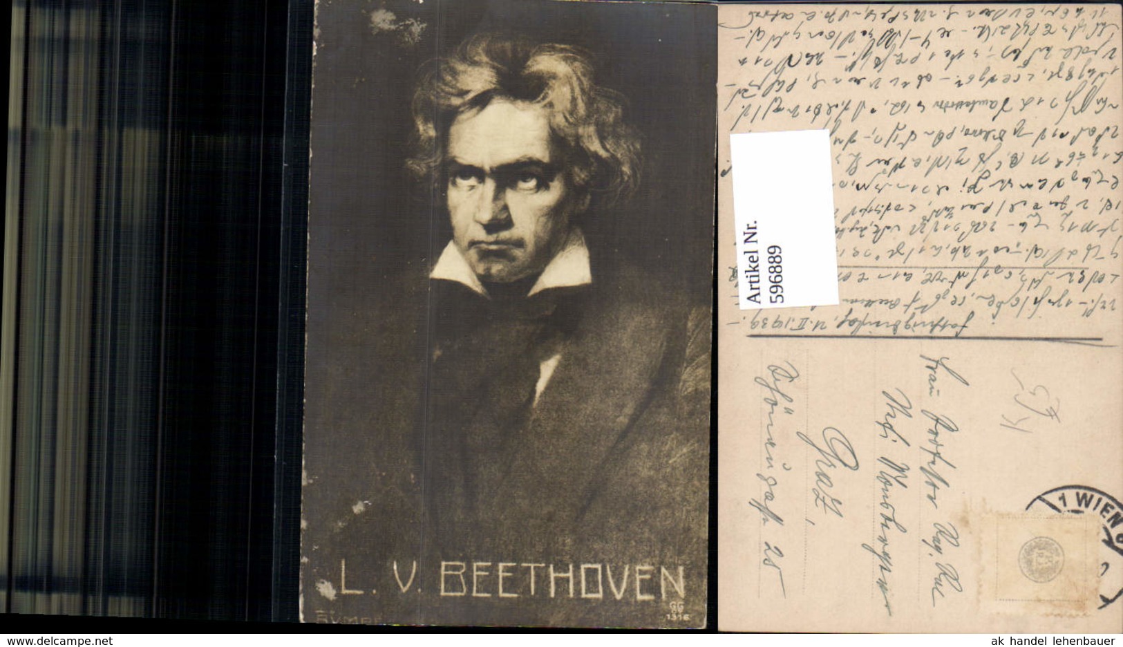 596889,K&uuml;nstler Ak Rumpf Ludwig V. Beethoven Komponist Musik - Schriftsteller