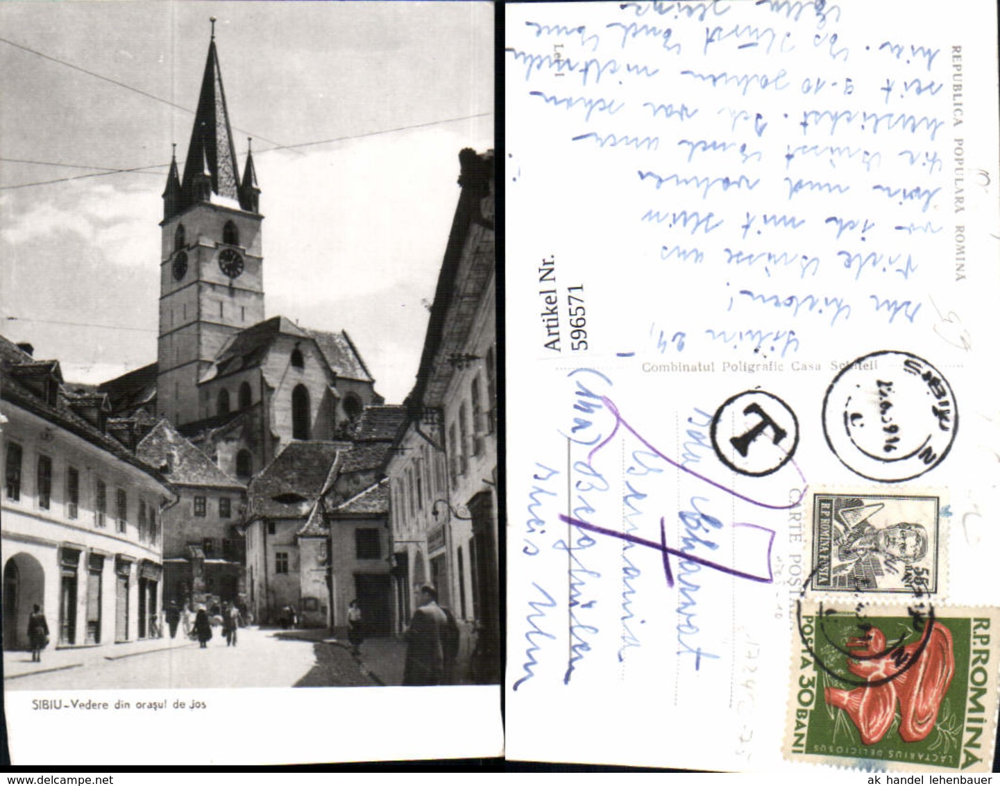 596571,Hermannstadt Sibiu Vedere Din Orasul De Jos Kirche Romania - Rumänien
