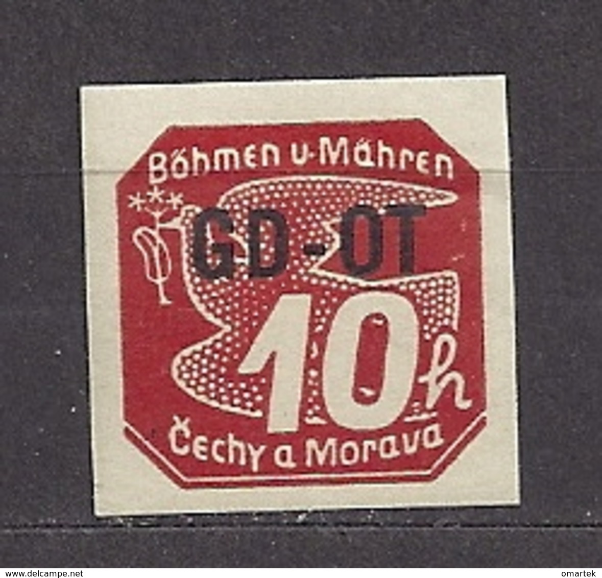 Böhmen Und Mähren 1939 MH * Mi 51 Sc P10 Aufdruck GD-OT. Bohemia & Moravia. - Neufs