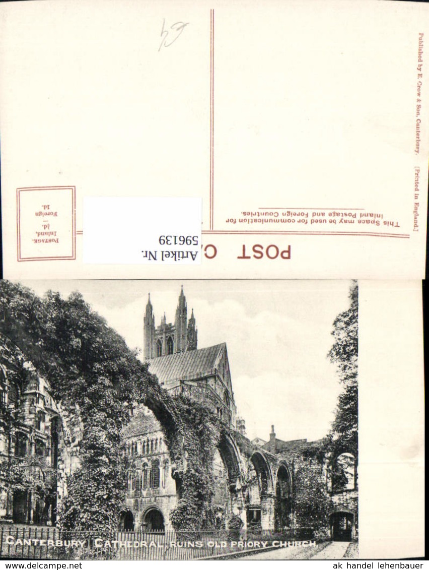 596139,Canterbury Cathedral Ruins Old Priory Church Kirche Kathedrale United Kingdom - Sonstige & Ohne Zuordnung