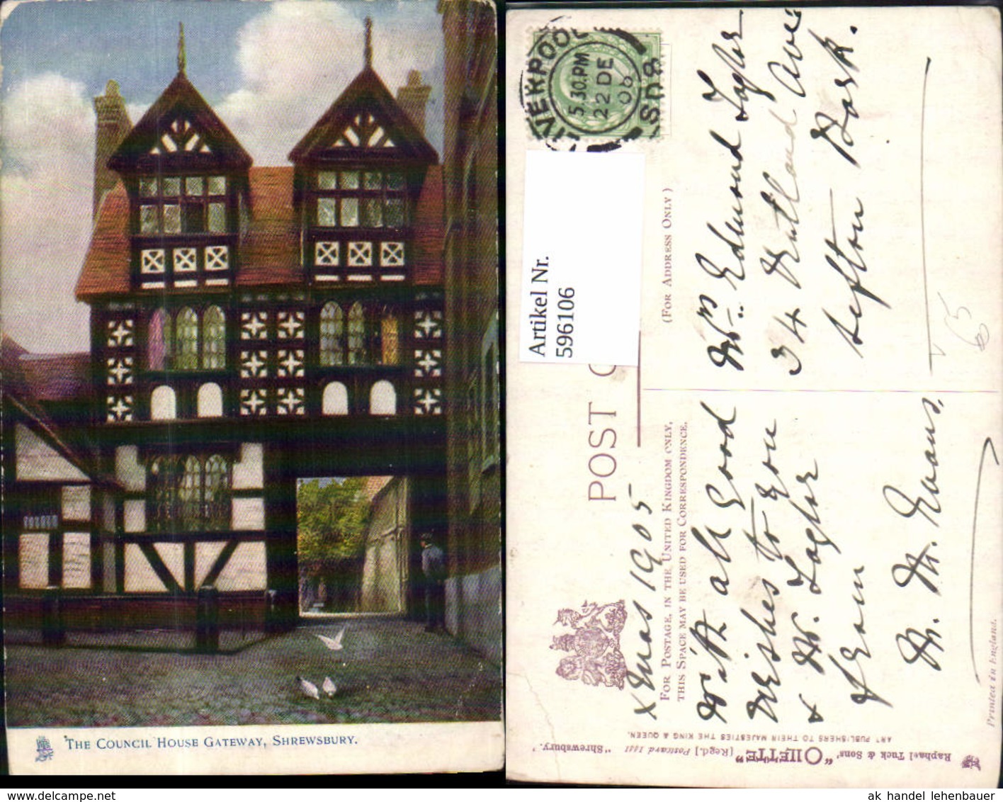 596106,The Council House Gateway Shrewsbury United Kingdom Pub Raphael Tuck Sons Oile - Sonstige & Ohne Zuordnung