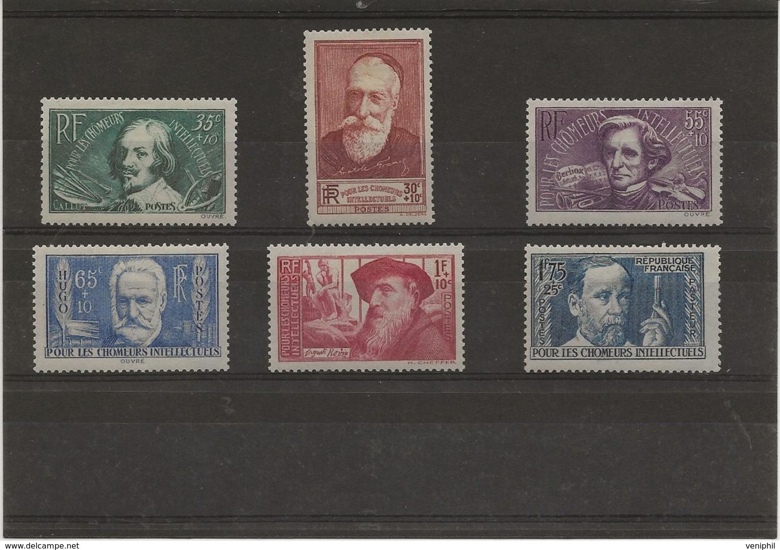 TIMBRES CHOMEURS INTELLECTUELS - N° 380 A 385 NEUF INFIME CHARNIERE - COTE : 45 € - Ungebraucht