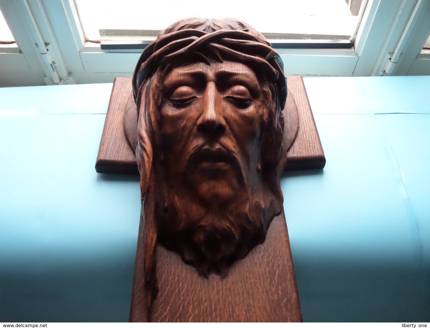 HEAD Of CHRIST On Old Wooden Cross ( H 47 Cm - B 31,5 Cm - D 18 Cm ) Weight 5,2 Kg. ( Voir / See Photos For Detail ) ! - Holz