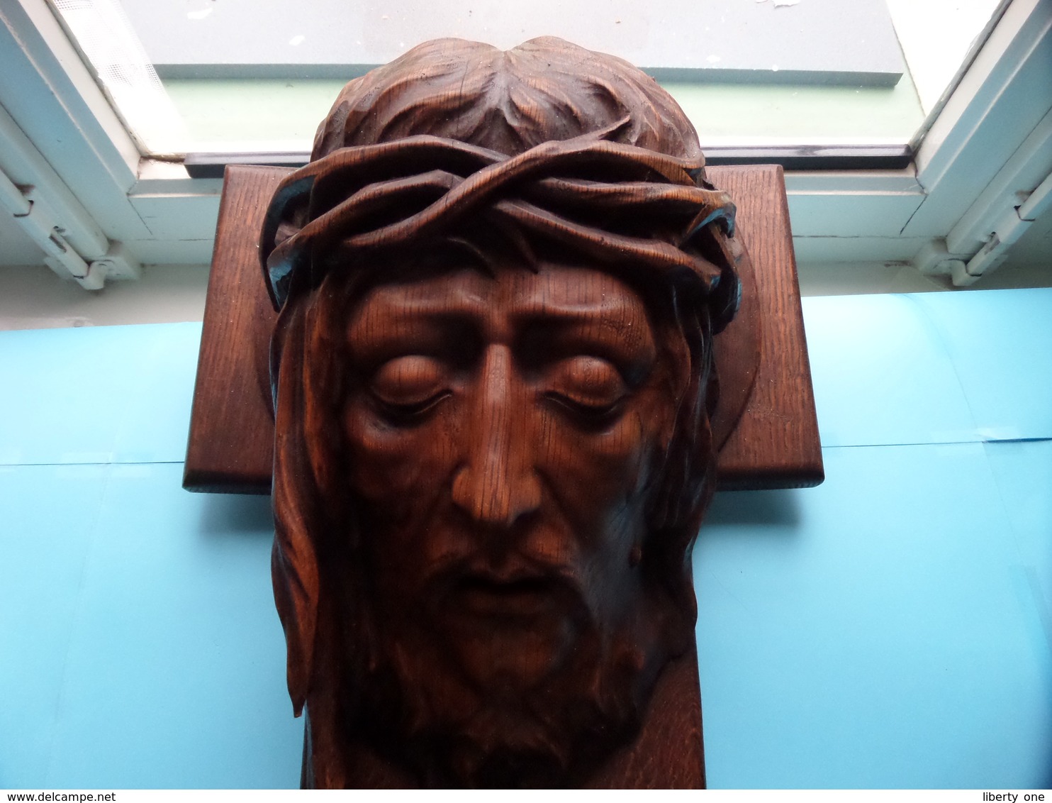 HEAD Of CHRIST On Old Wooden Cross ( H 47 Cm - B 31,5 Cm - D 18 Cm ) Weight 5,2 Kg. ( Voir / See Photos For Detail ) ! - Wood