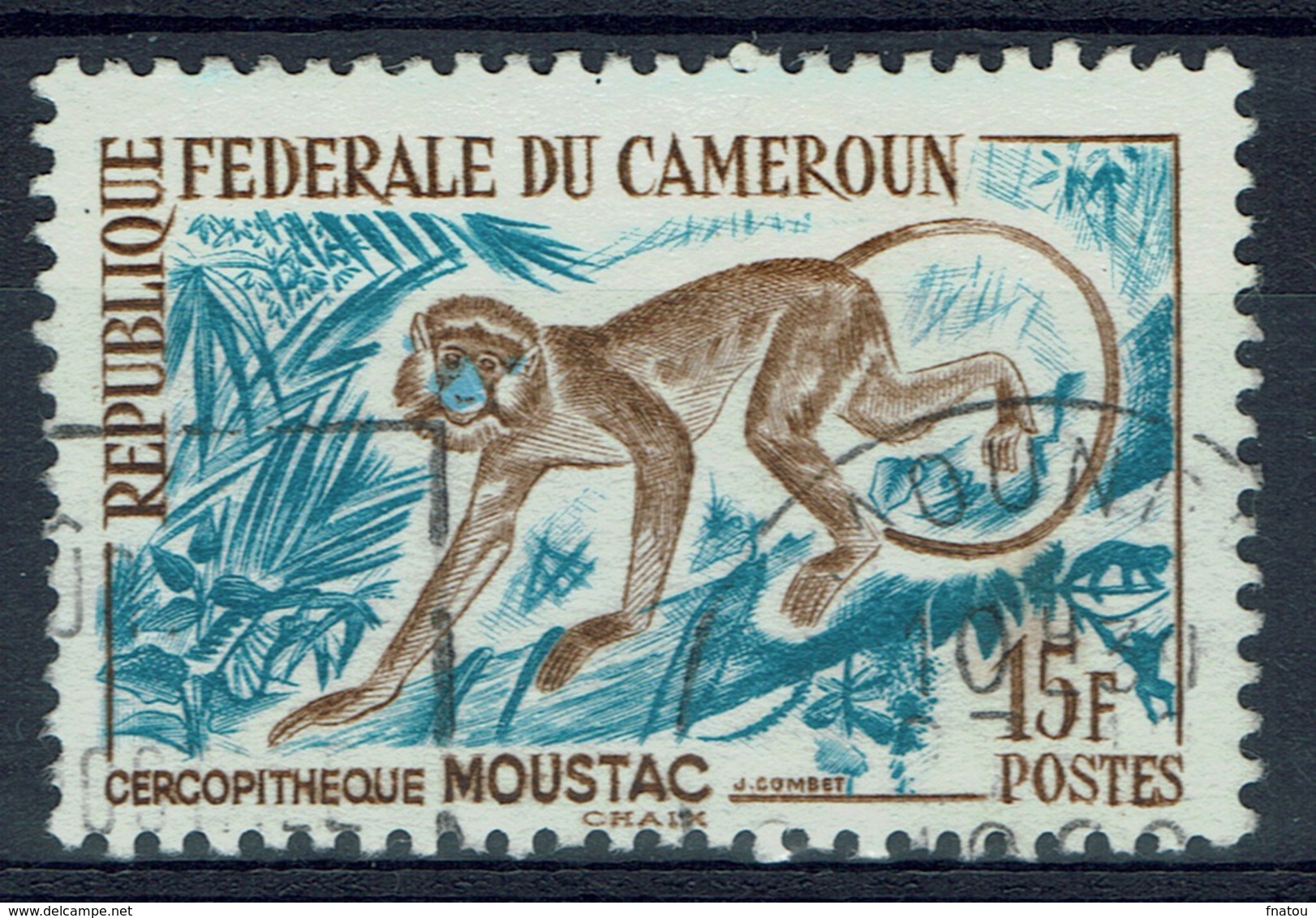 Cameroon, Moustached Monkey (cercopithecus Cephus), 15f., 1962, VFU - Cameroon (1960-...)