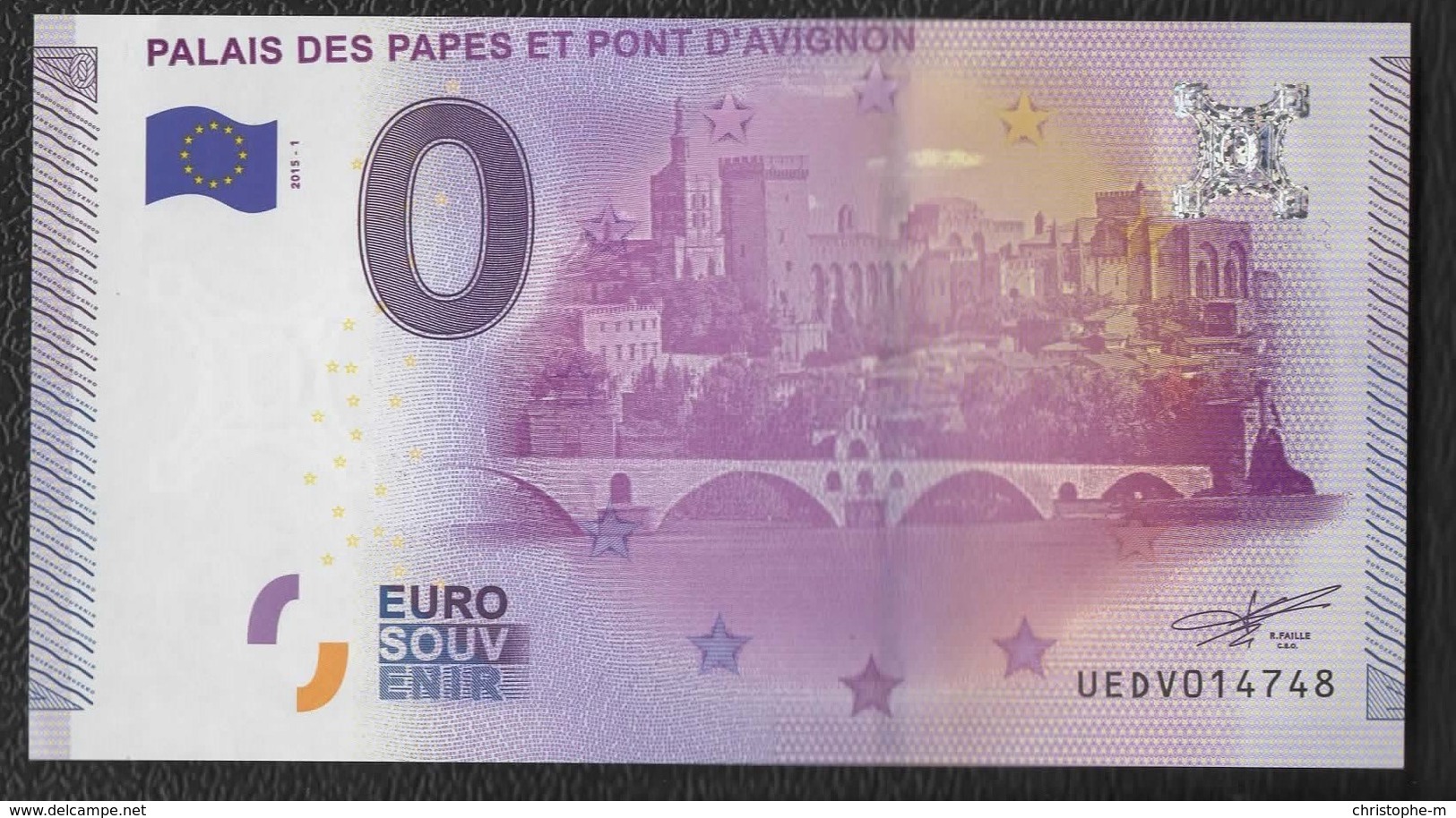 Billet Touristique Euro Souvenir PALAIS DES PAPES D'AVIGNON BILLET 0 EURO 2015 - Pruebas Privadas