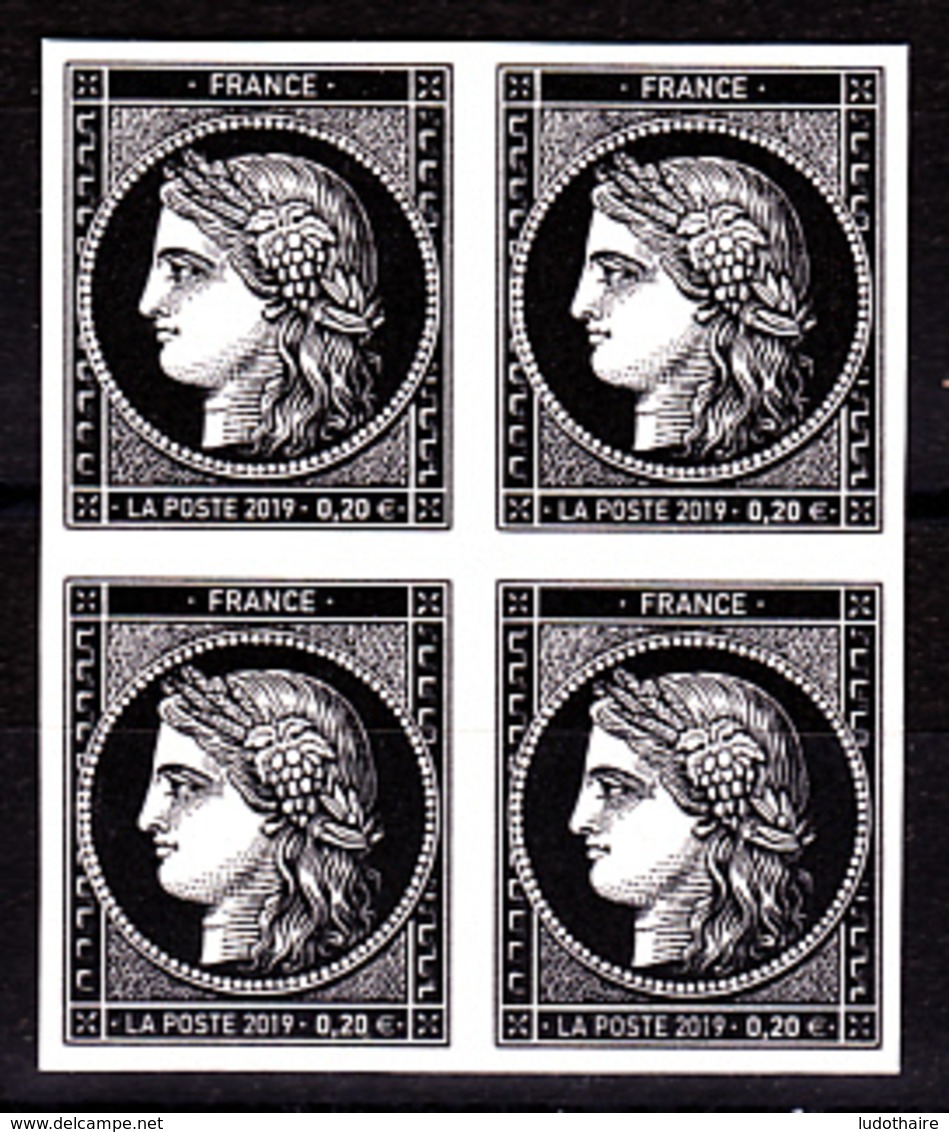 Cérès Bloc De 4 X 0.20 €  Non Dentelé, 170 Ans Du Premier Timbre De France 1849/2019 - Unused Stamps