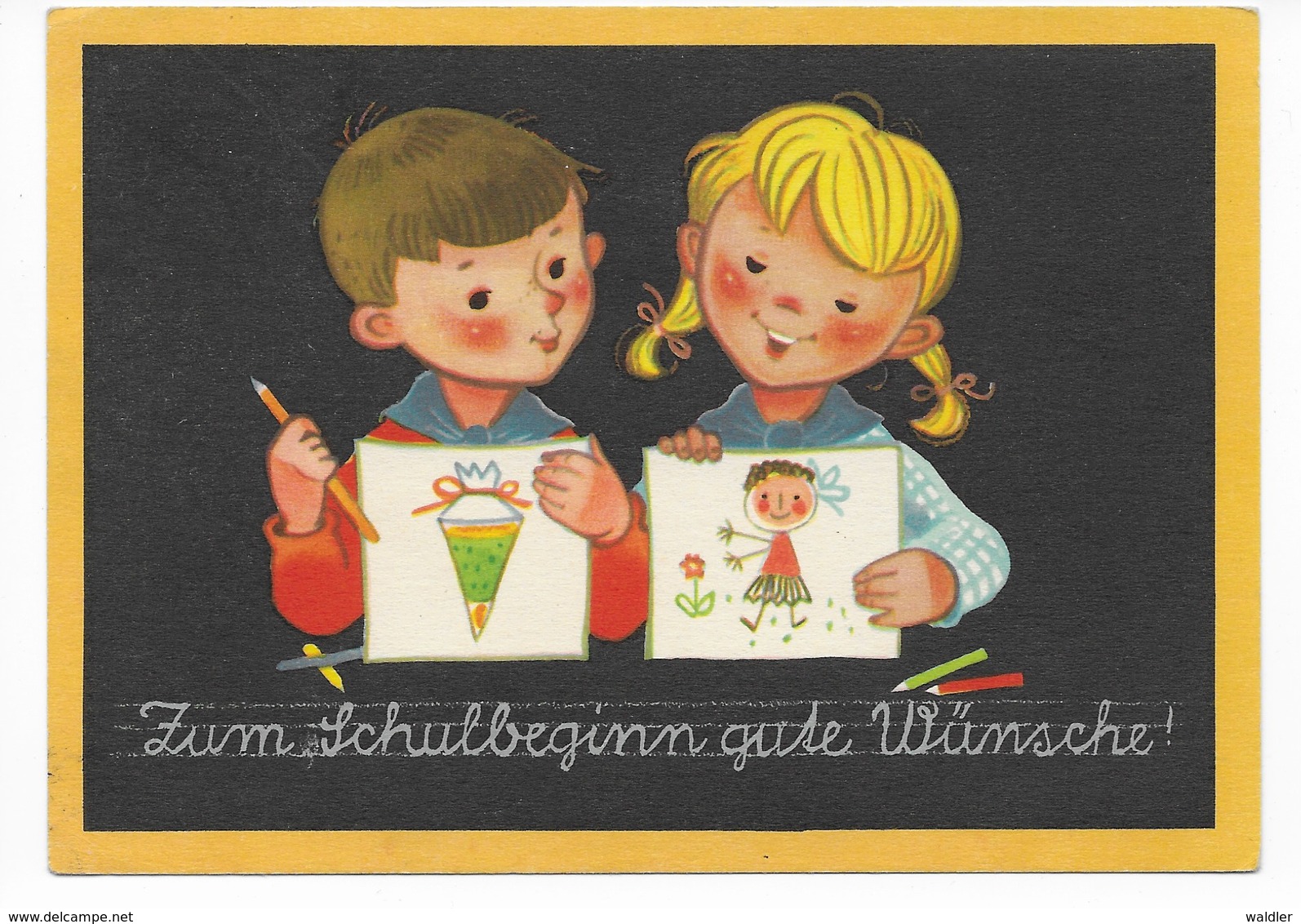 GLÜCKWUNSCHKARTE  -  EINSCHULUNG         1963 - Children's School Start