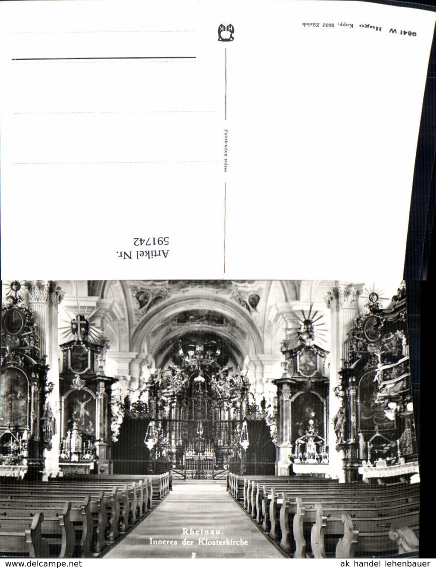 591742,Foto Ak Rheinau Inneres D. Klosterkirche Kirche Switzerland - Rheinau