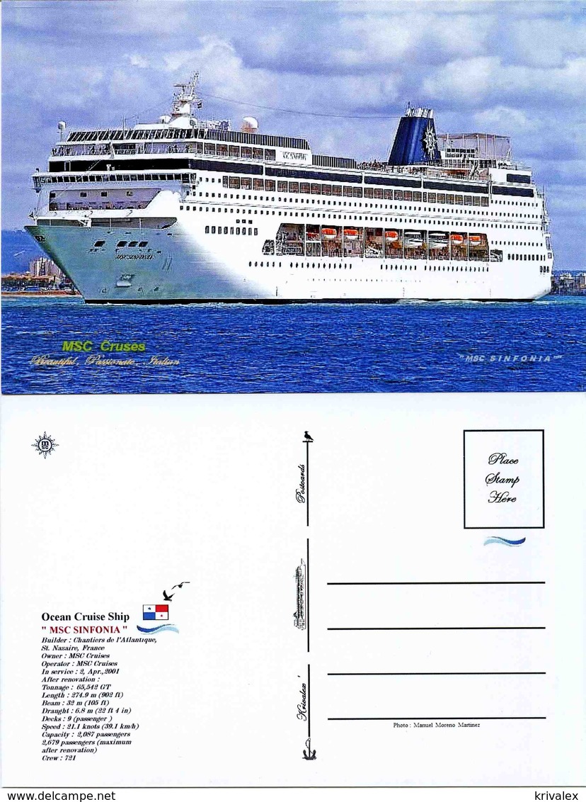 Ship Postcards - Passenger   Ship " MSC Sinfonia    "    Read Description - Sonstige & Ohne Zuordnung