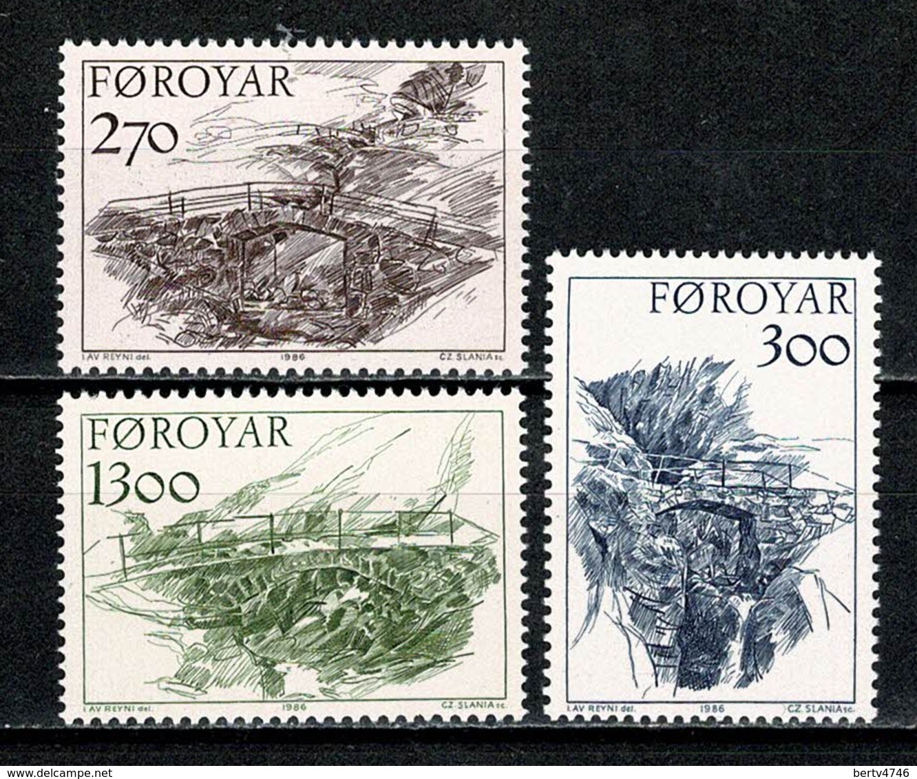 Féroé 1986 Yv 136/138**   Mi 142/144** MNH - Féroé (Iles)