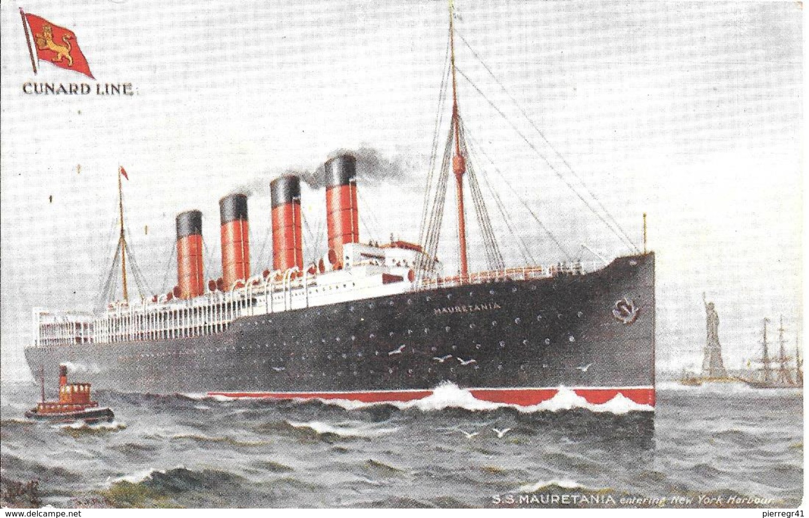 CPA- Vers 1906-PAQUEBOT-S.S.MAURETANIA-Cie CUNARD LINE-Ligne Amerique:GB-1935 Démoli-TBE - Paquebots