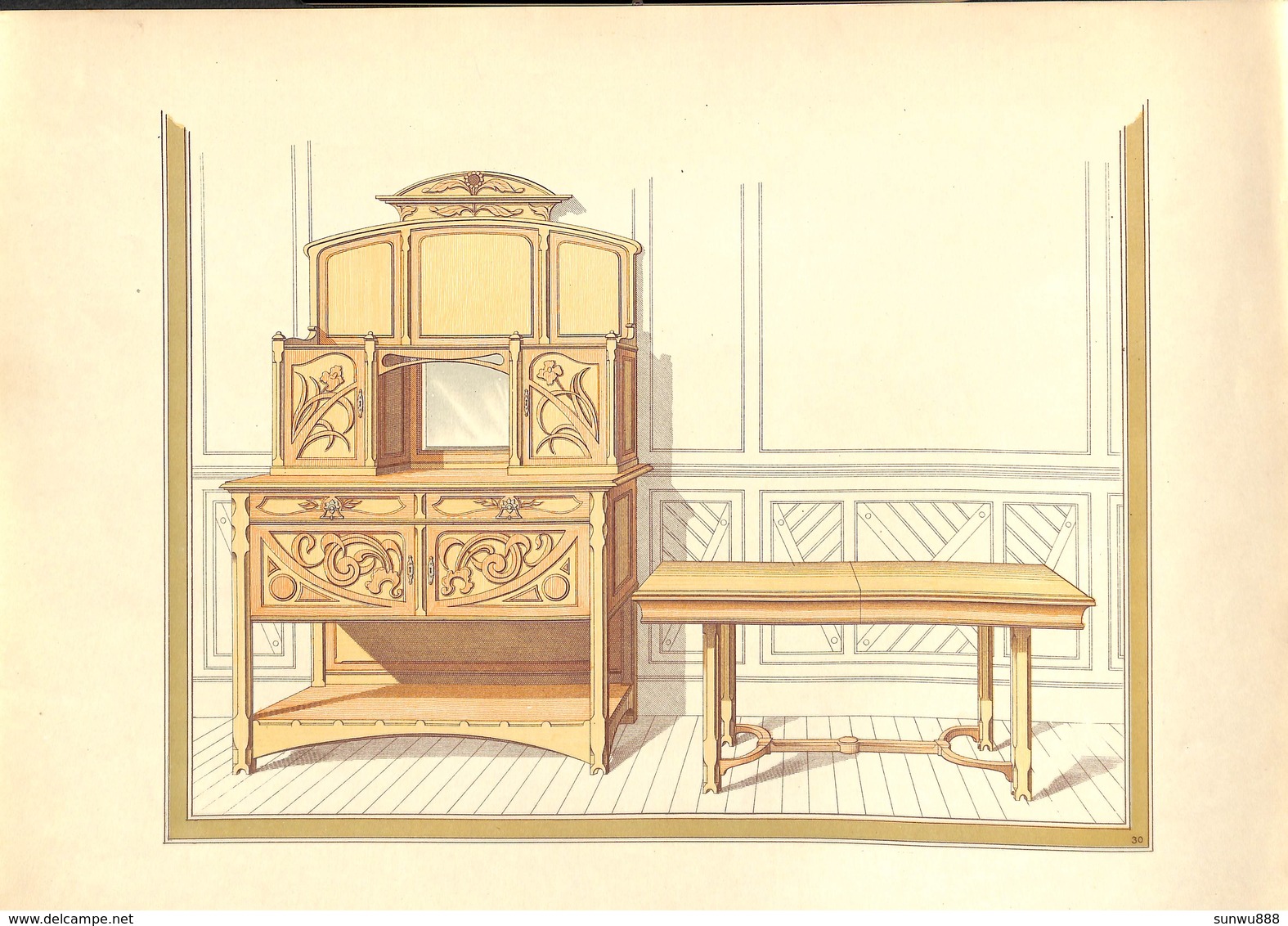 Lot 39 Planches Catalogue Litho Colorisée Meuble Editeur Ch Juliot à Dourdan (Art Nouveau Lorraine Essone Design Bertin?