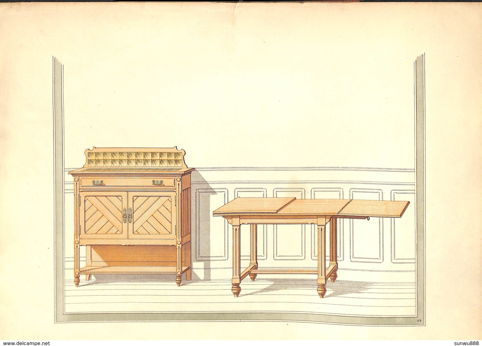 Lot 39 Planches Catalogue Litho Colorisée Meuble Editeur Ch Juliot à Dourdan (Art Nouveau Lorraine Essone Design Bertin?