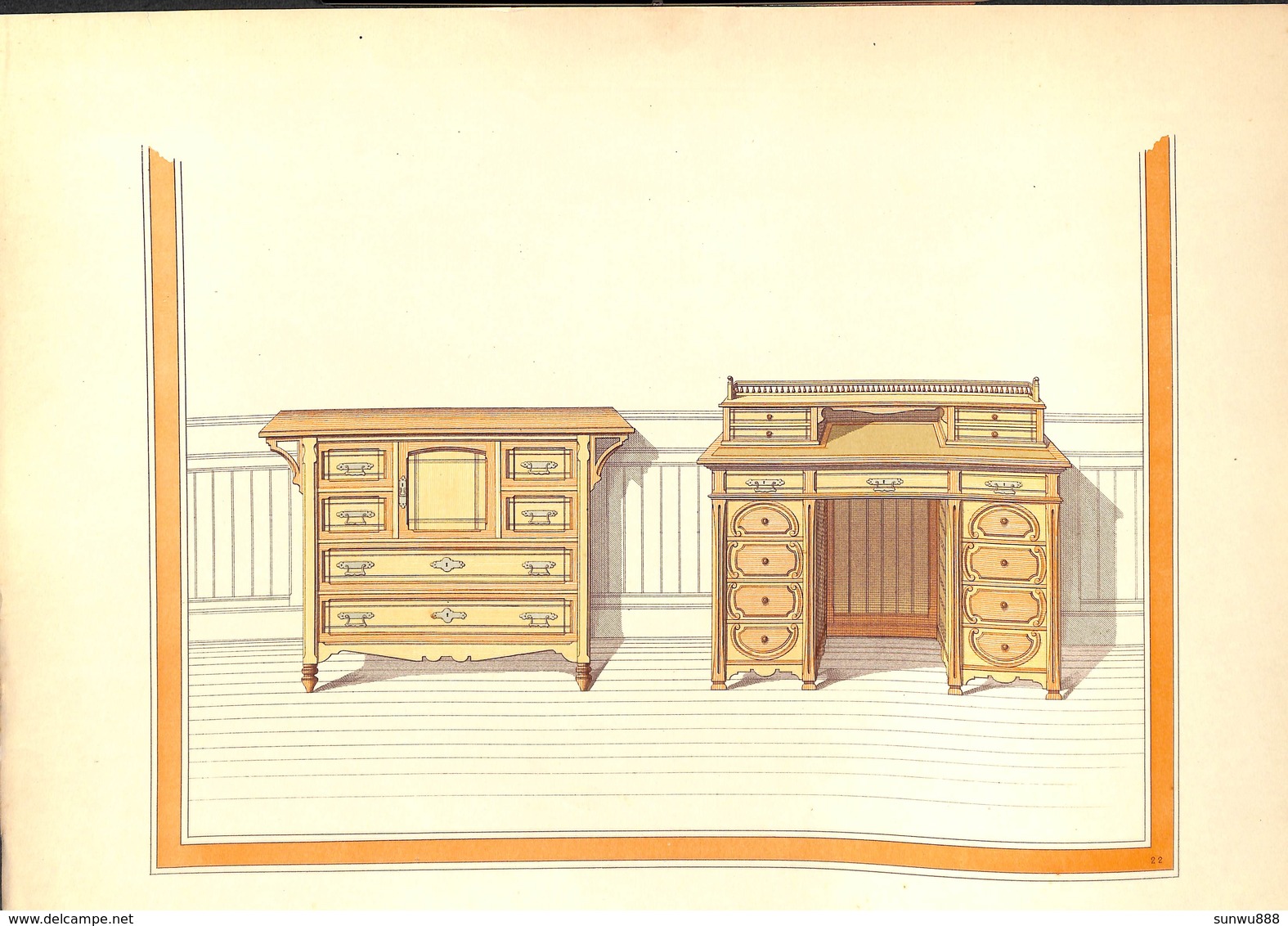 Lot 39 Planches Catalogue Litho Colorisée Meuble Editeur Ch Juliot à Dourdan (Art Nouveau Lorraine Essone Design Bertin?