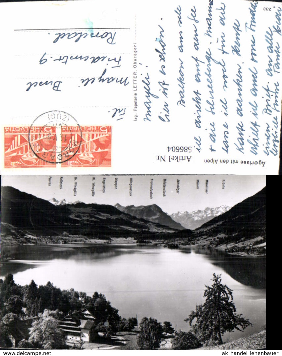 586604,Foto Ak &Auml;gerisee M. D. Alpen Morgarten Ober&auml;geri Gipfelkarte Switzerland - Autres & Non Classés