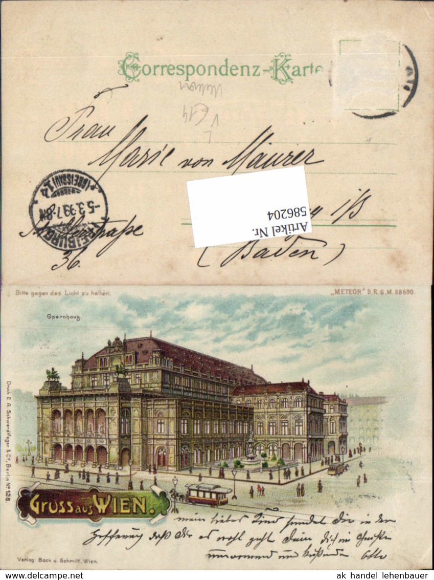 586204,Halt Gegen Licht Lithographie Wien Oper Pub Meteor - Sonstige & Ohne Zuordnung