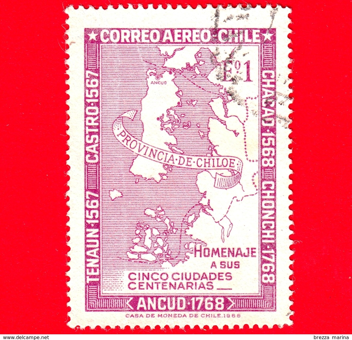 CILE - Usato - 1968 - Provincie Del Cile - Map Of Chiloe - 1 - P. Aerea - Cile