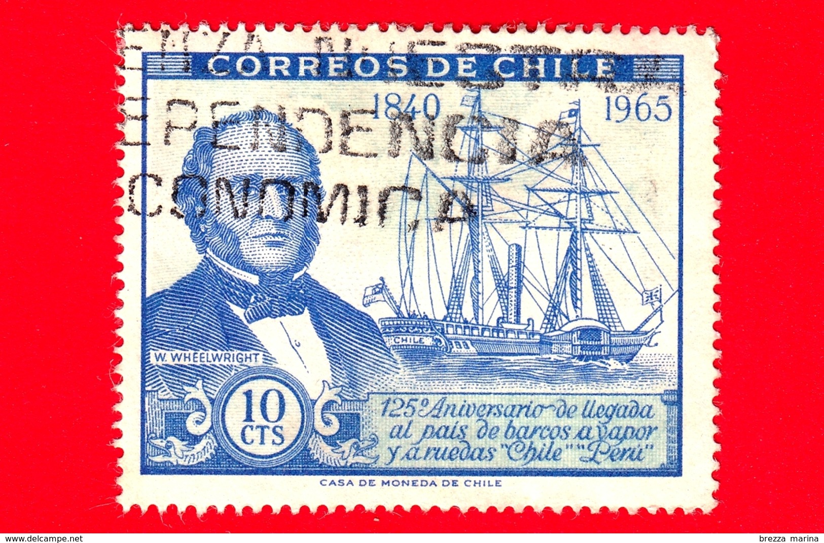 CILE - Usato - 1966 - 125 Anni Del PSNC - Navi -  William Wheelwright E Piroscafo 'Cile' - 10 - Chili