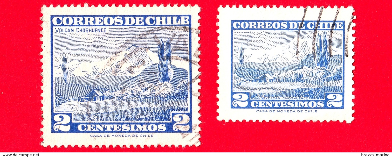 CILE - Usato - 1961+1962 - Turismo - Vulcano Choshuenco - 2 (small) + (large) - Chili