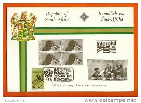 RSA 1976 CARD 200 Years USA Interphil Exhibition Stamp RSA 491 VERY SCARCE, Cannumber F2101 - Philatelic Exhibitions