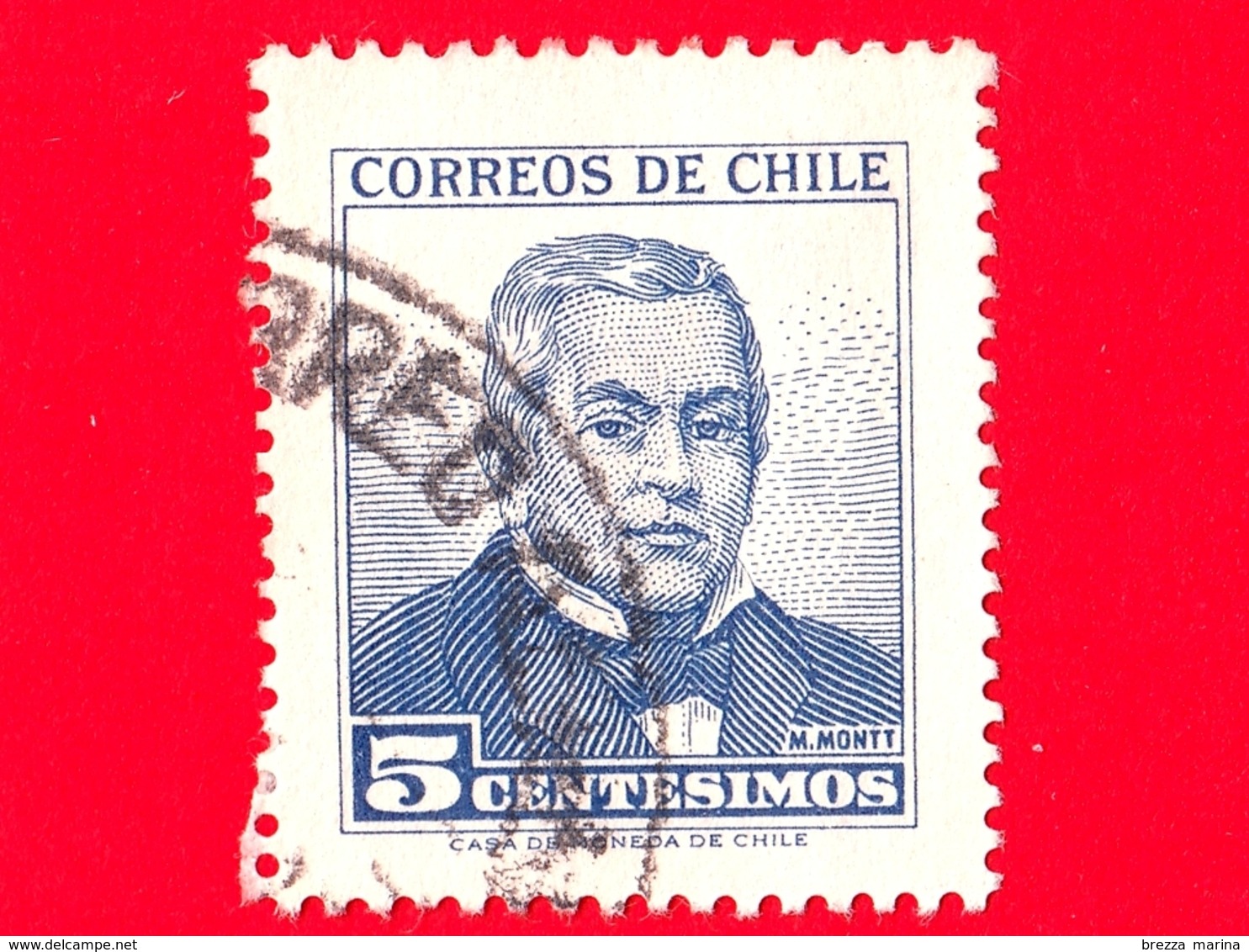 CILE - Usato - 1960 - Manuel Montt (1809-1880) - 5 - Chile