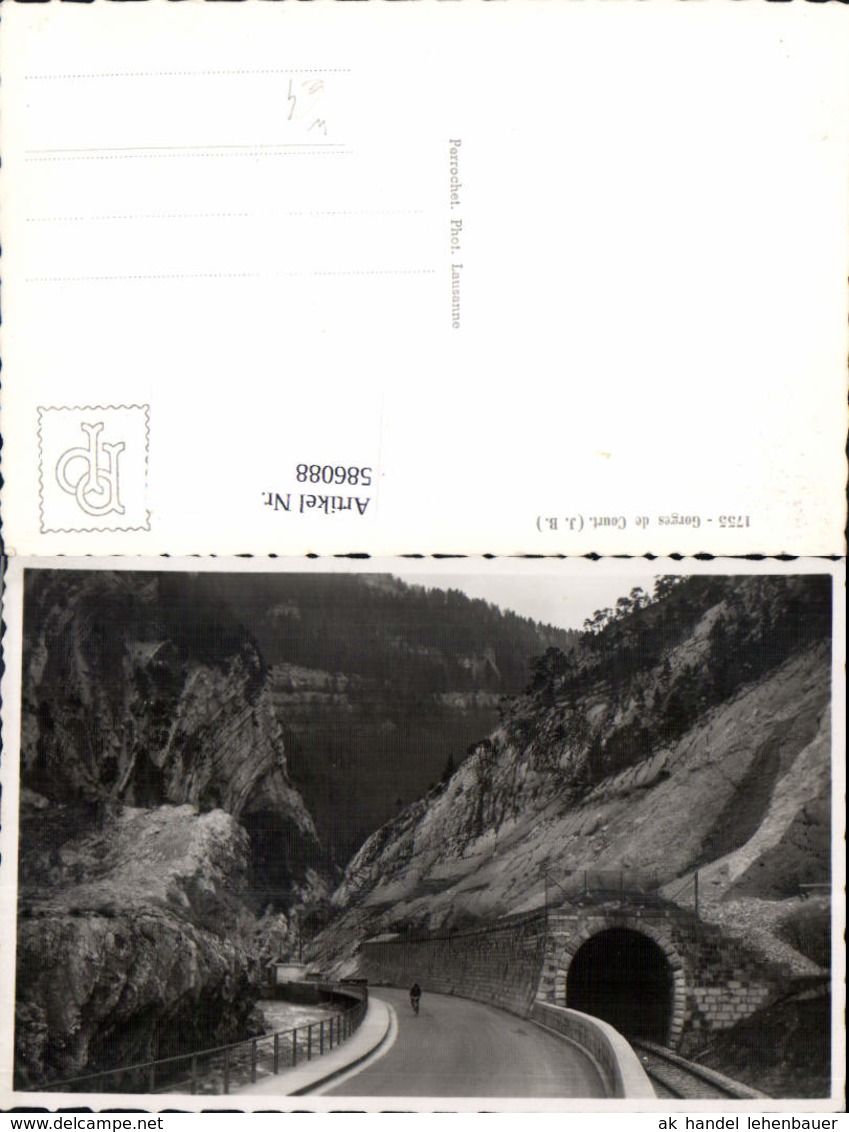 586088,Foto Ak Moutier Gorges De Court Tunnel Radfahrer Rad Fahrrad Switzerland - Court