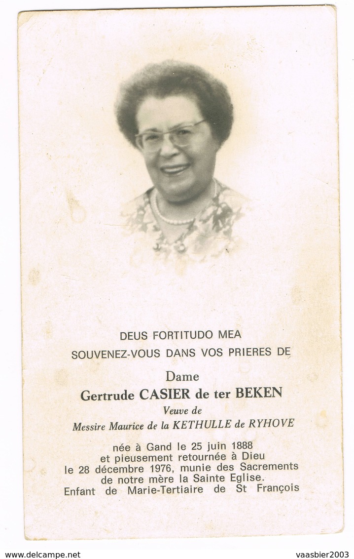 GENT -  Bidprentje Van Dame Gertrude CASIER De Ter BEKEN + 1976 - Images Religieuses