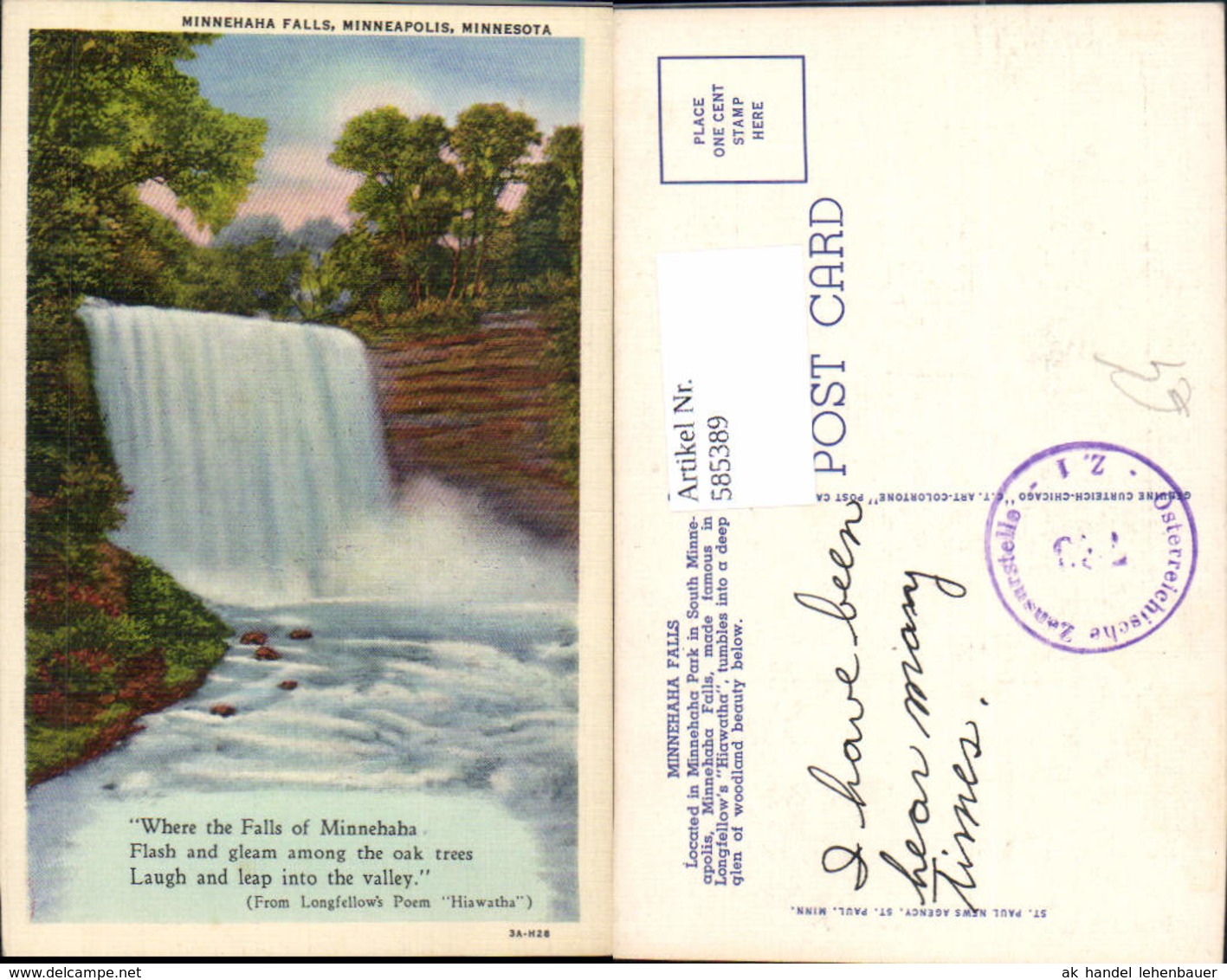 585389,Minnesota Minnehaha Falls Minnehaha Park South Minneapolis Wasserfall - Sonstige & Ohne Zuordnung