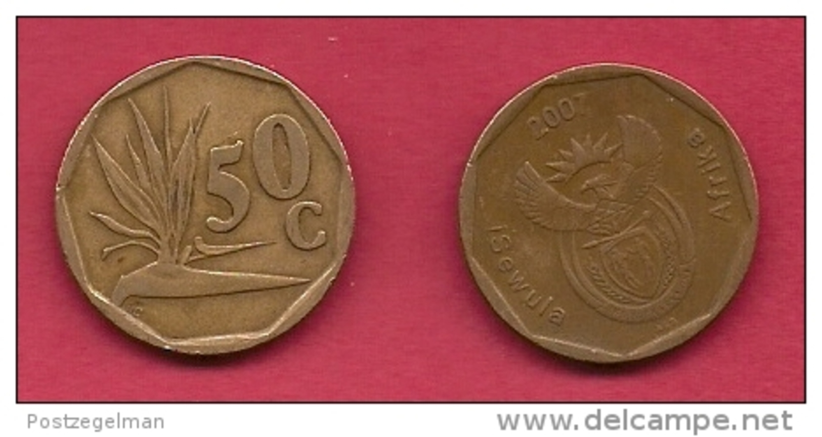 SOUTH AFRICA, 2007, 3 Off Nicely Used Coins 50 Cent C2082 - Zuid-Afrika