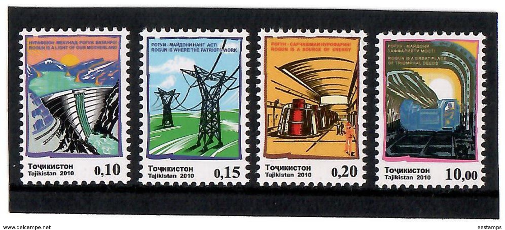 Tajikistan.2010 Definit. (Hydroelectric Plant). 4v:0.1,0.15,0.2,10 Michel # 556-59 - Tayikistán