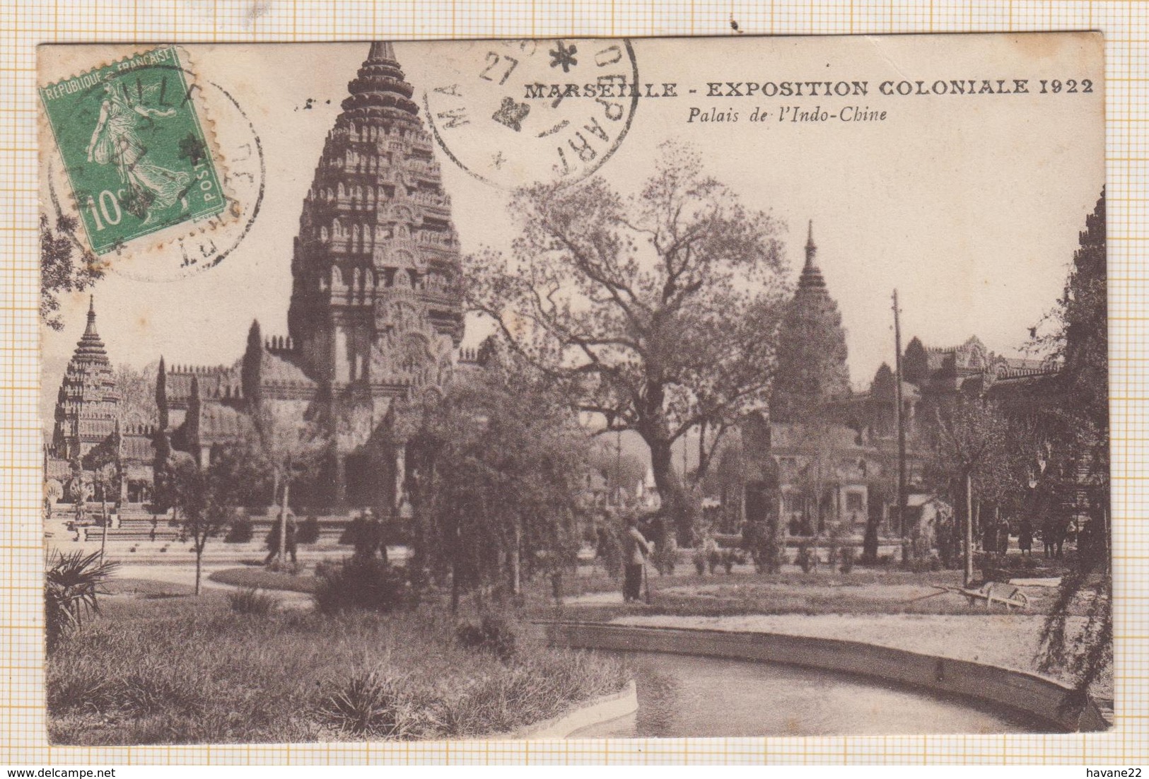 9AL691 MARSEILLE EXPOSITION COLONIALE 1922 PALAIS INDO CHINE 2 SCANS - Colonial Exhibitions 1906 - 1922