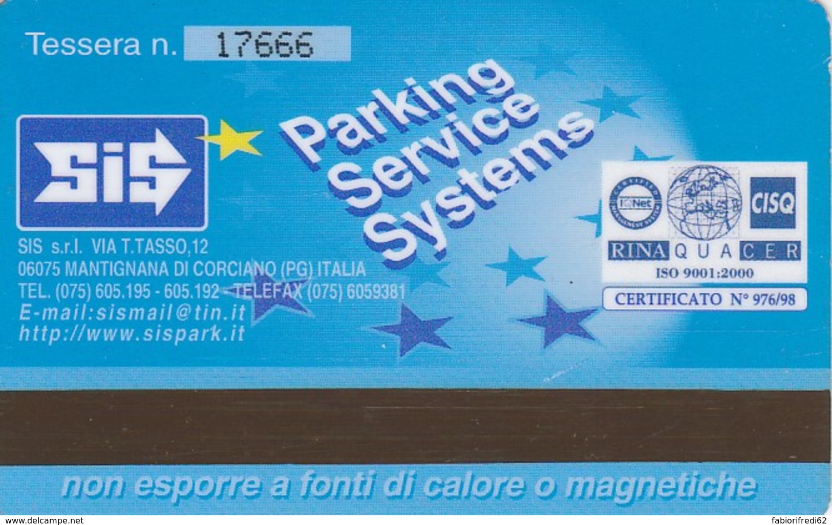 TESSERA PARCHEGGI  (E43.36.5 - Biglietti D'ingresso