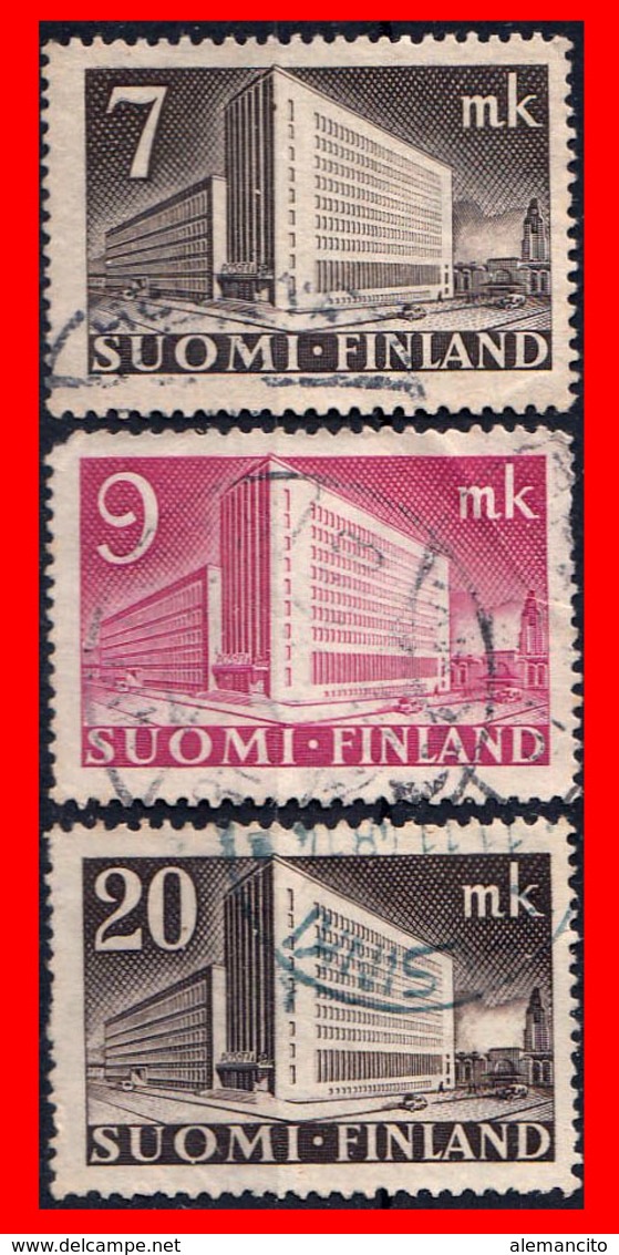 FINLANDIA (EUROPA) 3 SELLOS AÑO 1942 OFICINA POSTAL DE HELSINKI. - Usados