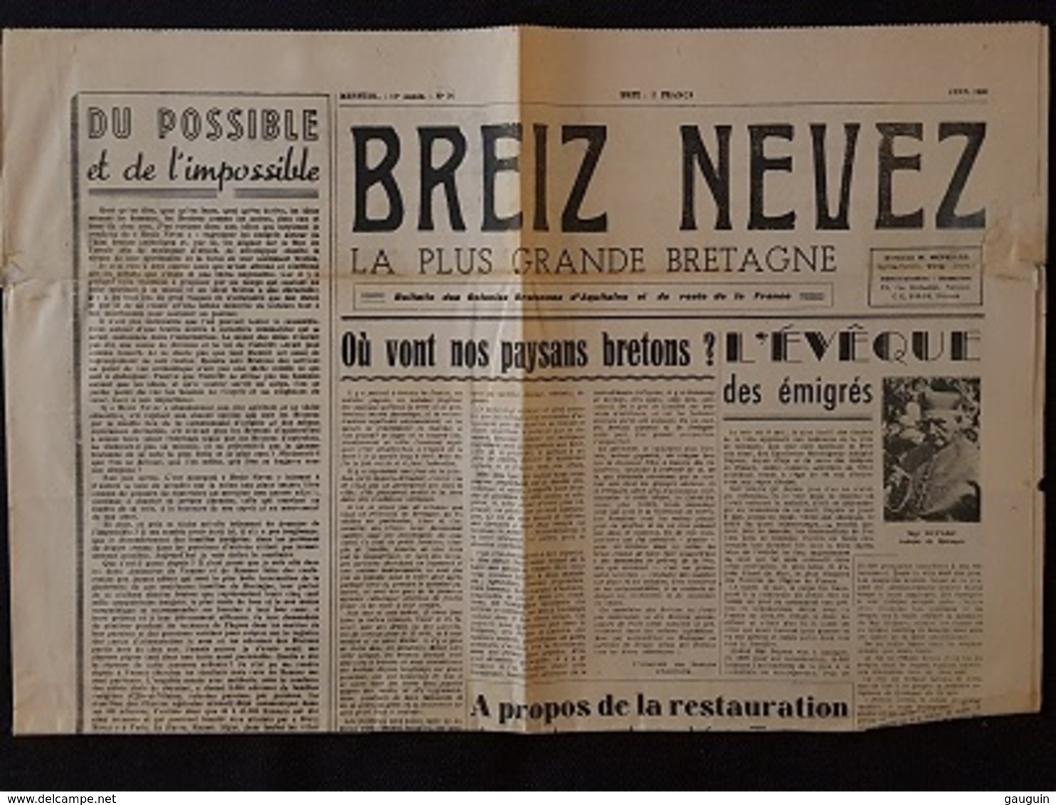 BREIZ NEVEZ - Mensuel - Parution JUIN 1946 - Hommage Breton à St Yves - Autres & Non Classés