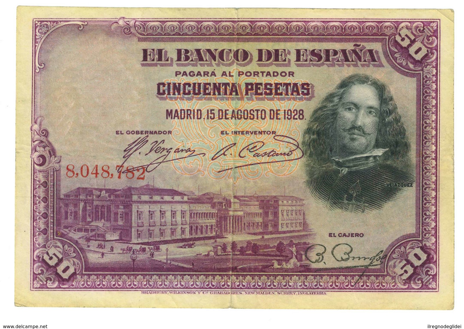 SPAGNA - 50 PESETAS - QUALITA' B - ANNO 1928 SERIALE  8683319 - WYSIWYG - 50 Pesetas