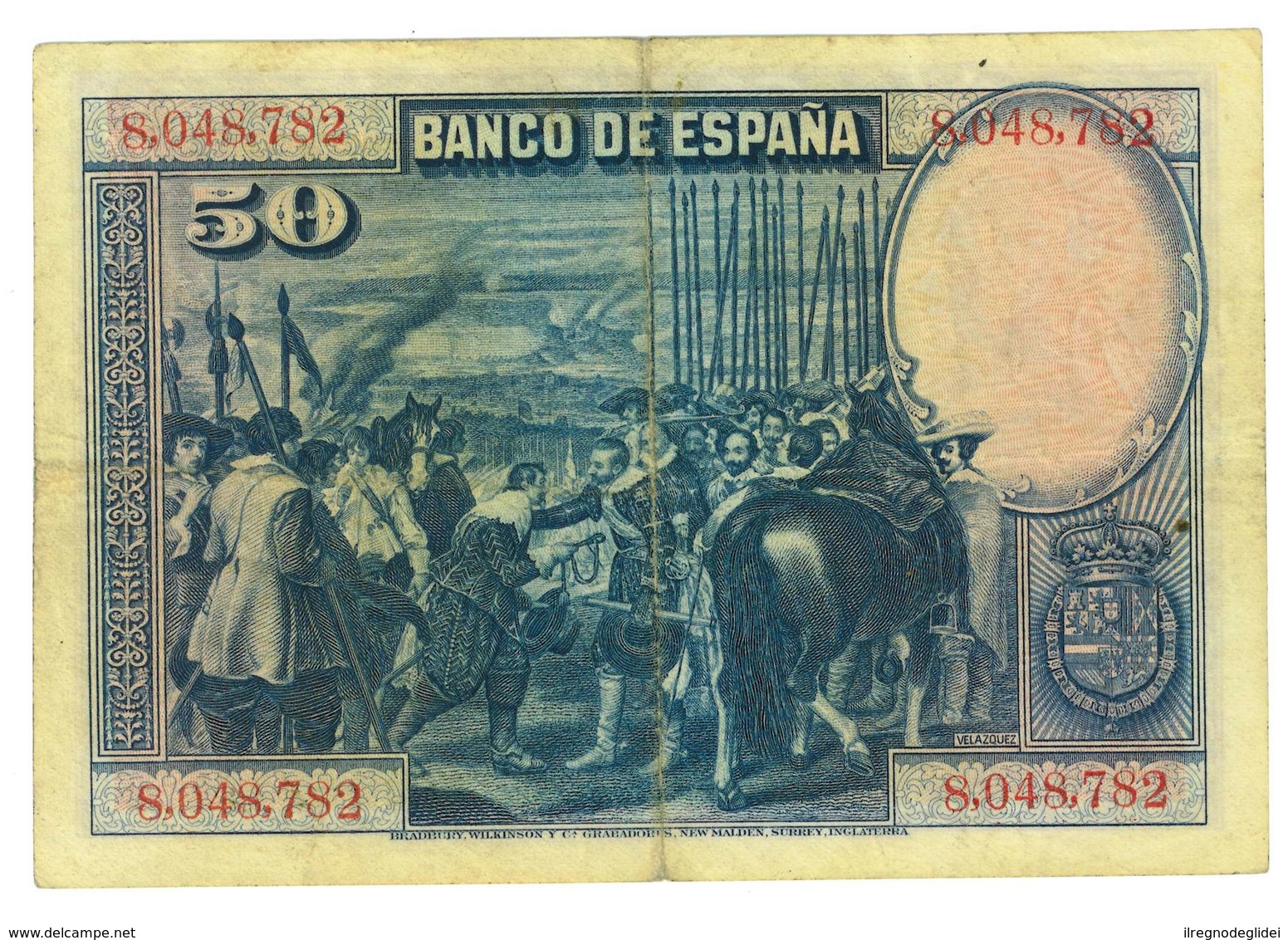 SPAGNA - 50 PESETAS - QUALITA' B - ANNO 1928 SERIALE  8683319 - WYSIWYG - 50 Pesetas