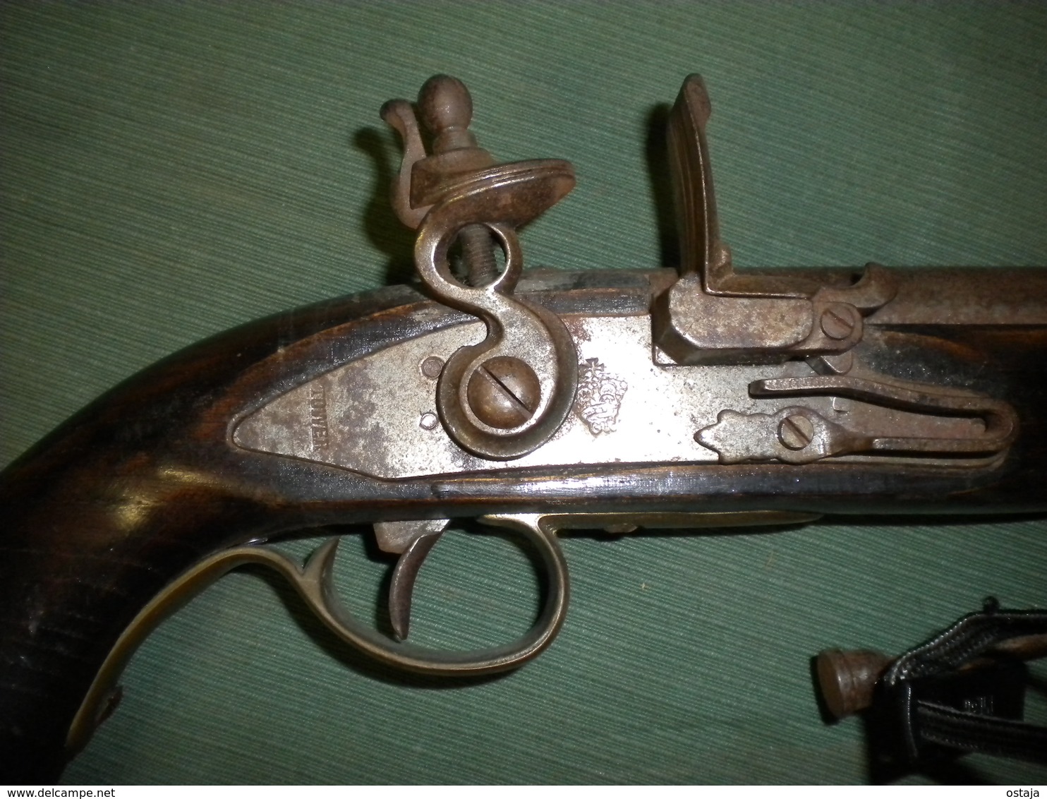 Belle Replique Ancienne De Pistolet A Silex Anglaise - Armes Neutralisées