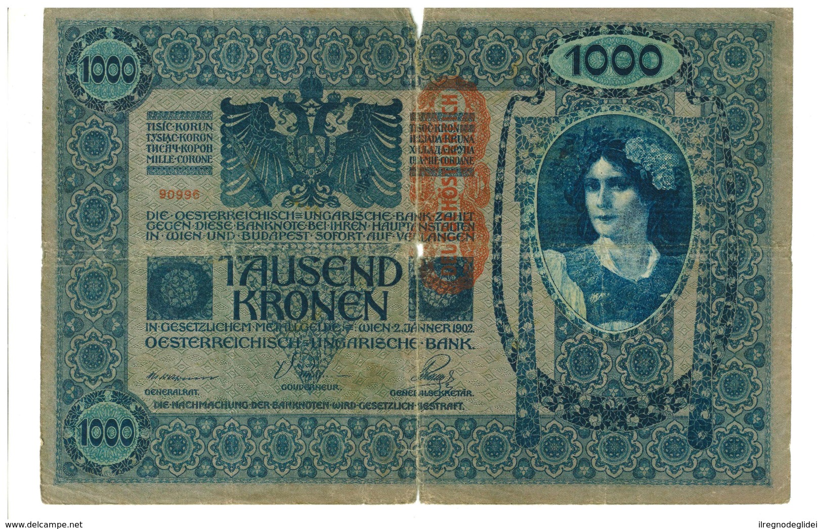 IMPERO AUSTRO UNGARICO - ANNO 1902 - 1000 KRONEN - QUALITA' B - SERIALE SERIE - 1801 WYSIWYG - Austria