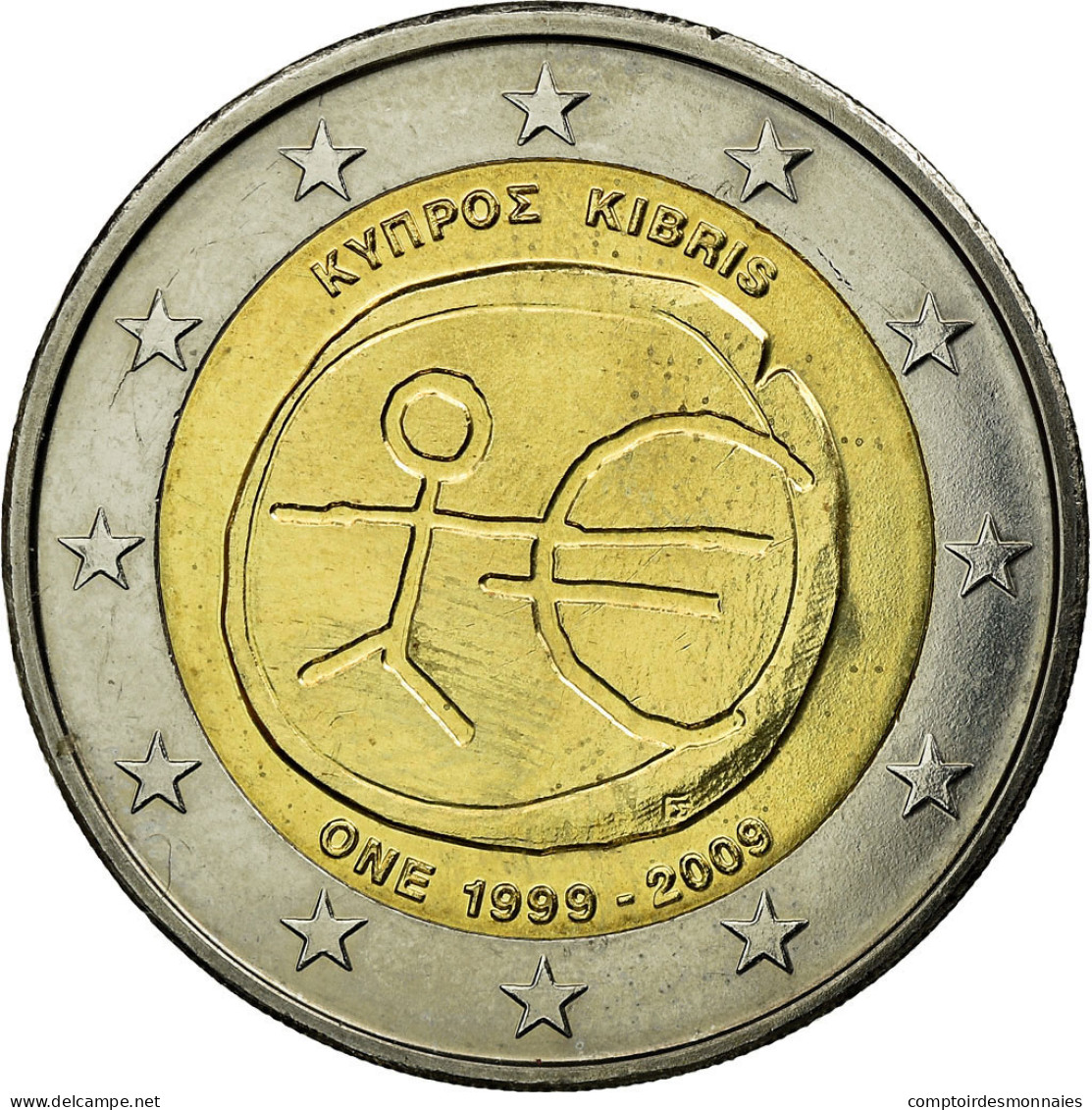 Chypre, 2 Euro, 10 Years Euro, 2009, SUP, Bi-Metallic, KM:89 - Cyprus