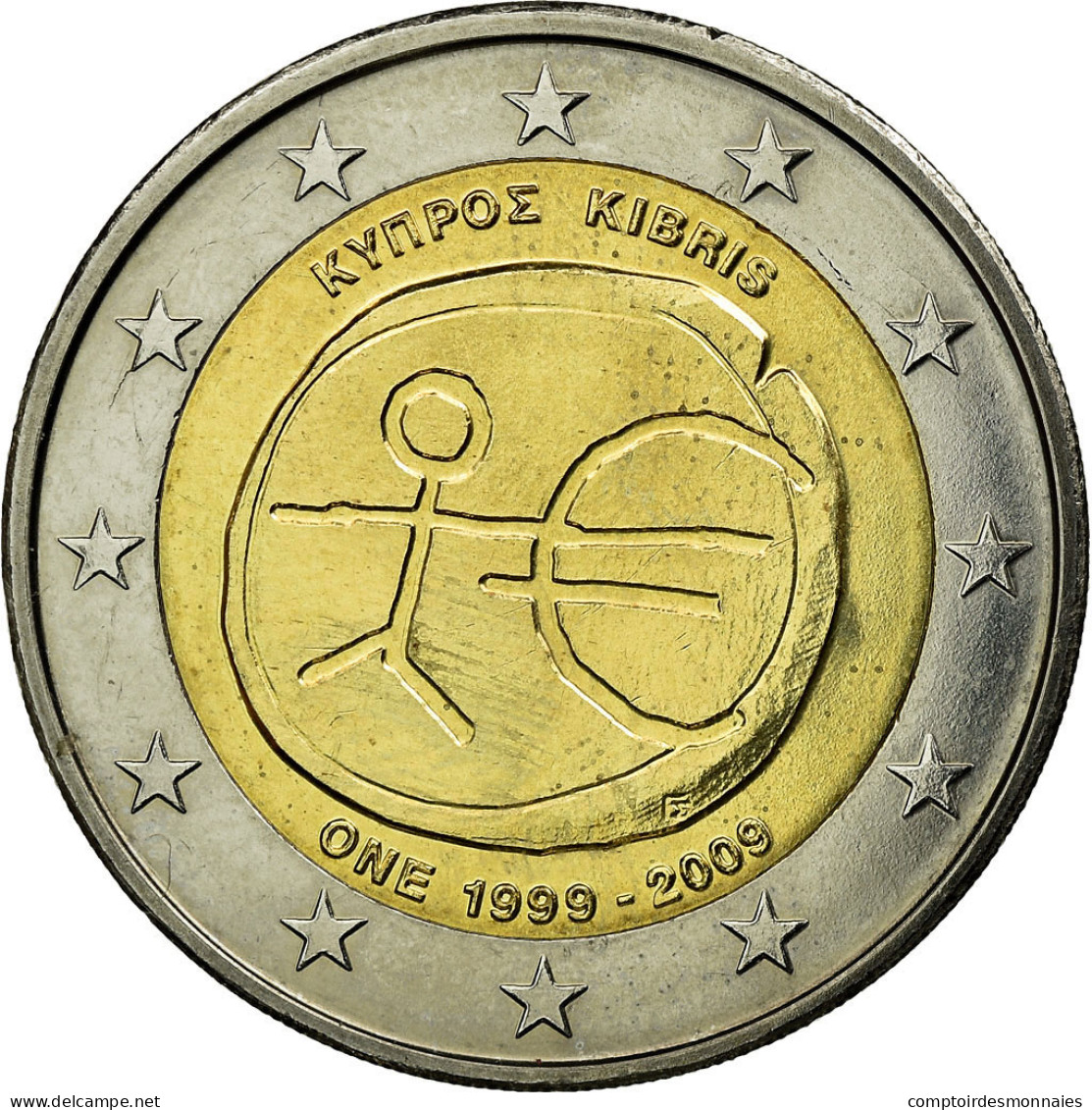 Chypre, 2 Euro, 10 Years Euro, 2009, SUP, Bi-Metallic, KM:89 - Chypre