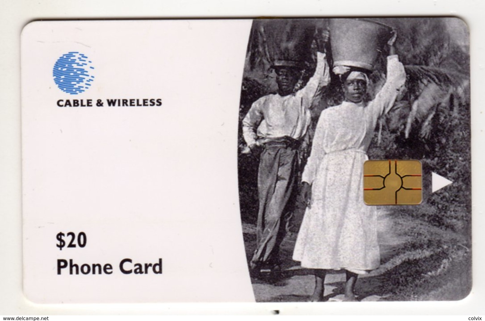 DOMINIQUE REF MV CARDS DOM-C2 Année 1999 20$ WATER CARRIES - Dominica