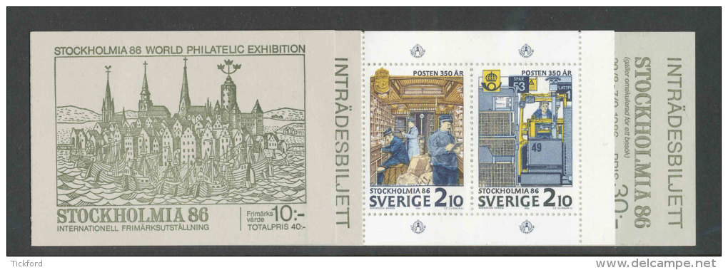 SUEDE 1986 - CARNET  YT C1381 - Facit H371 - Neuf ** MNH - Expo "Stockholmia' 86, 350è Anniversaire Des Postes Suédoises - 1981-..