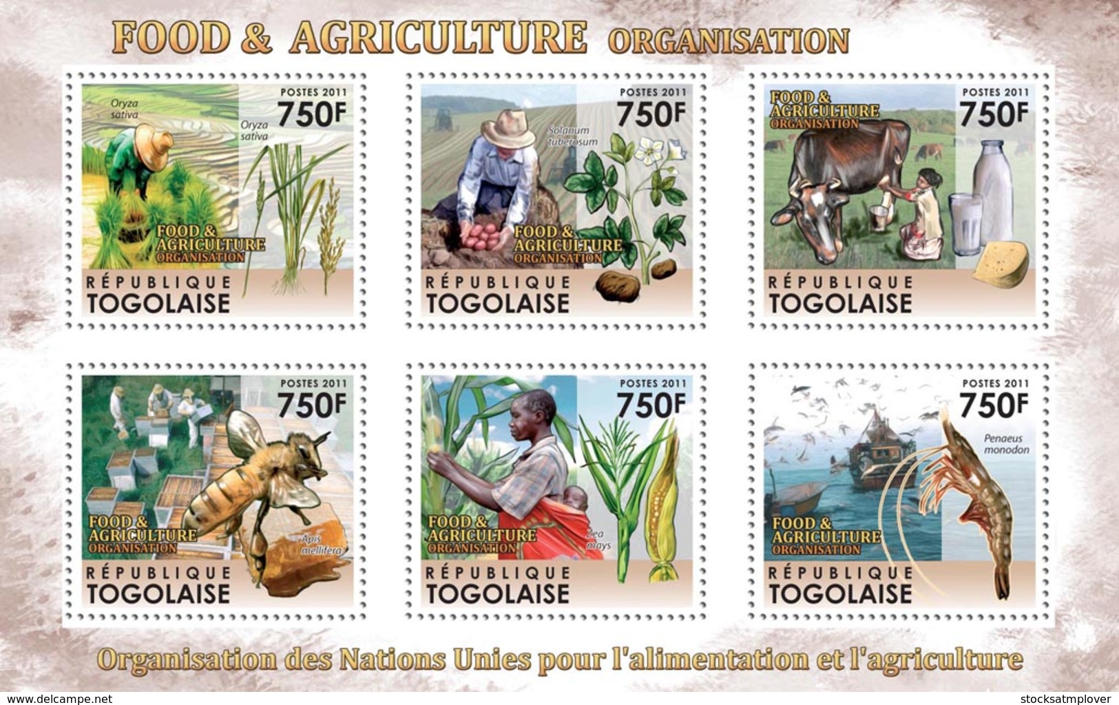 Togo  2011   Food & Agriculture Organization. Bee ,lobster - Togo (1960-...)